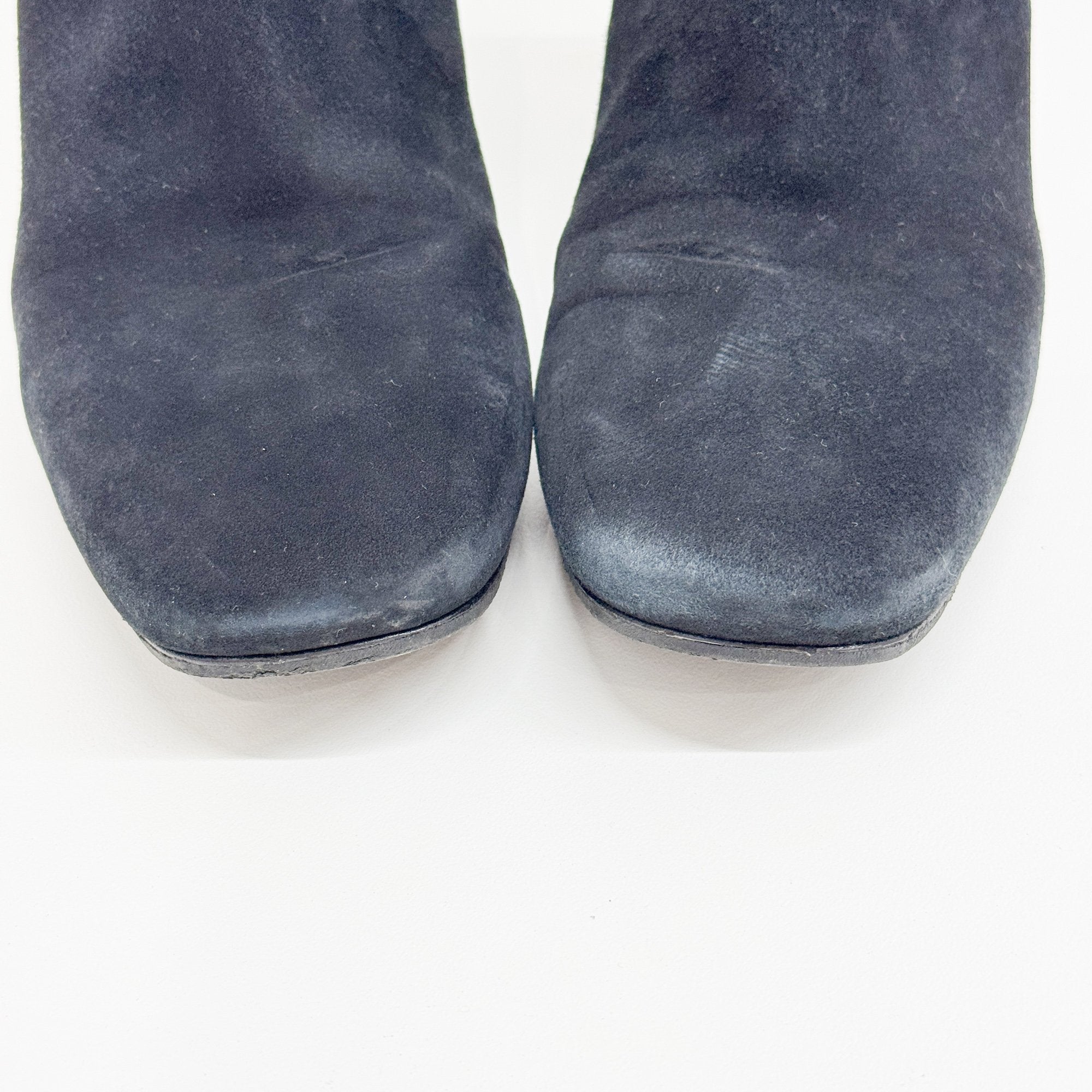 Size 36 1/2 EU Bejewelled Block Heel Black Suede Boots