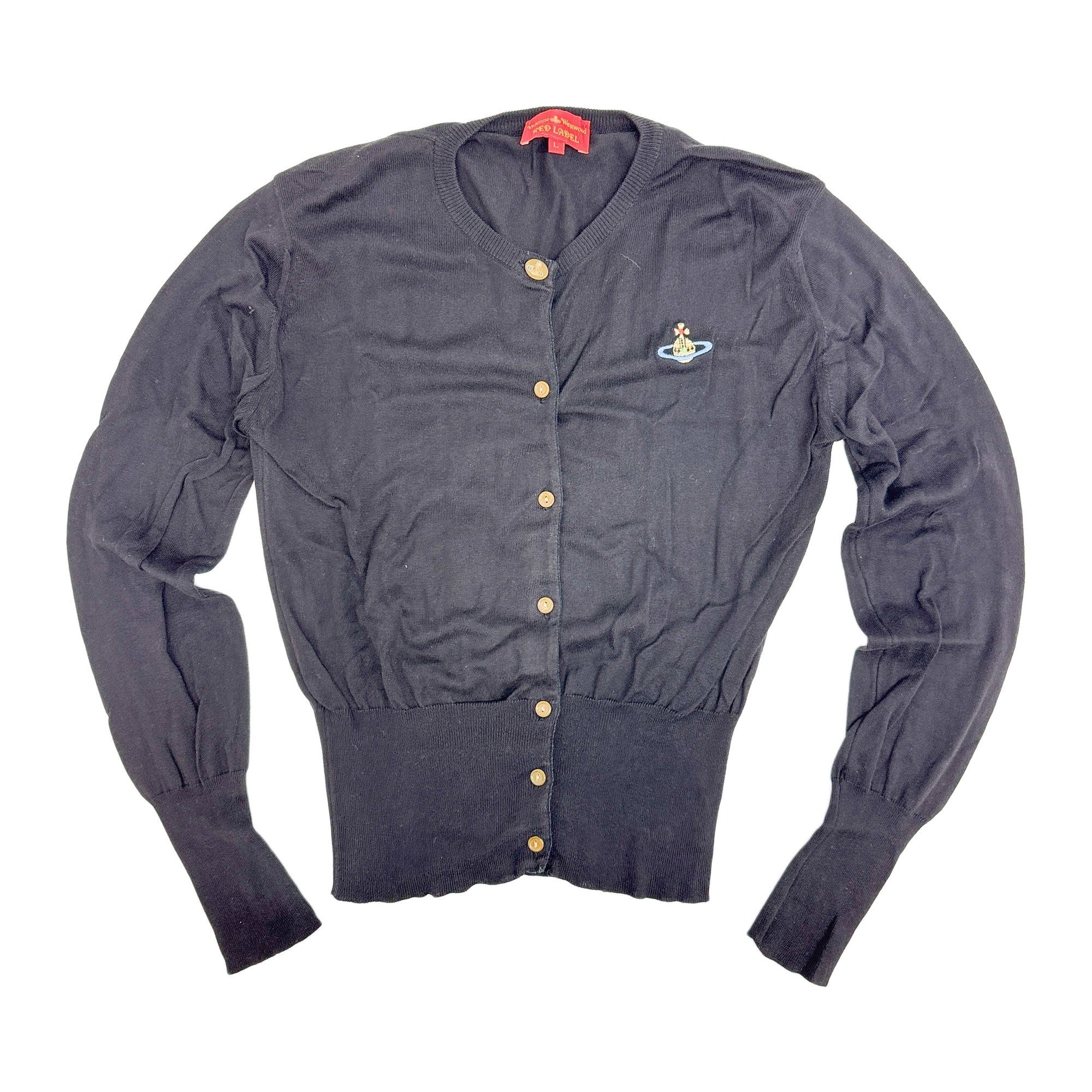 Size L EU Black Cotton Cardigan