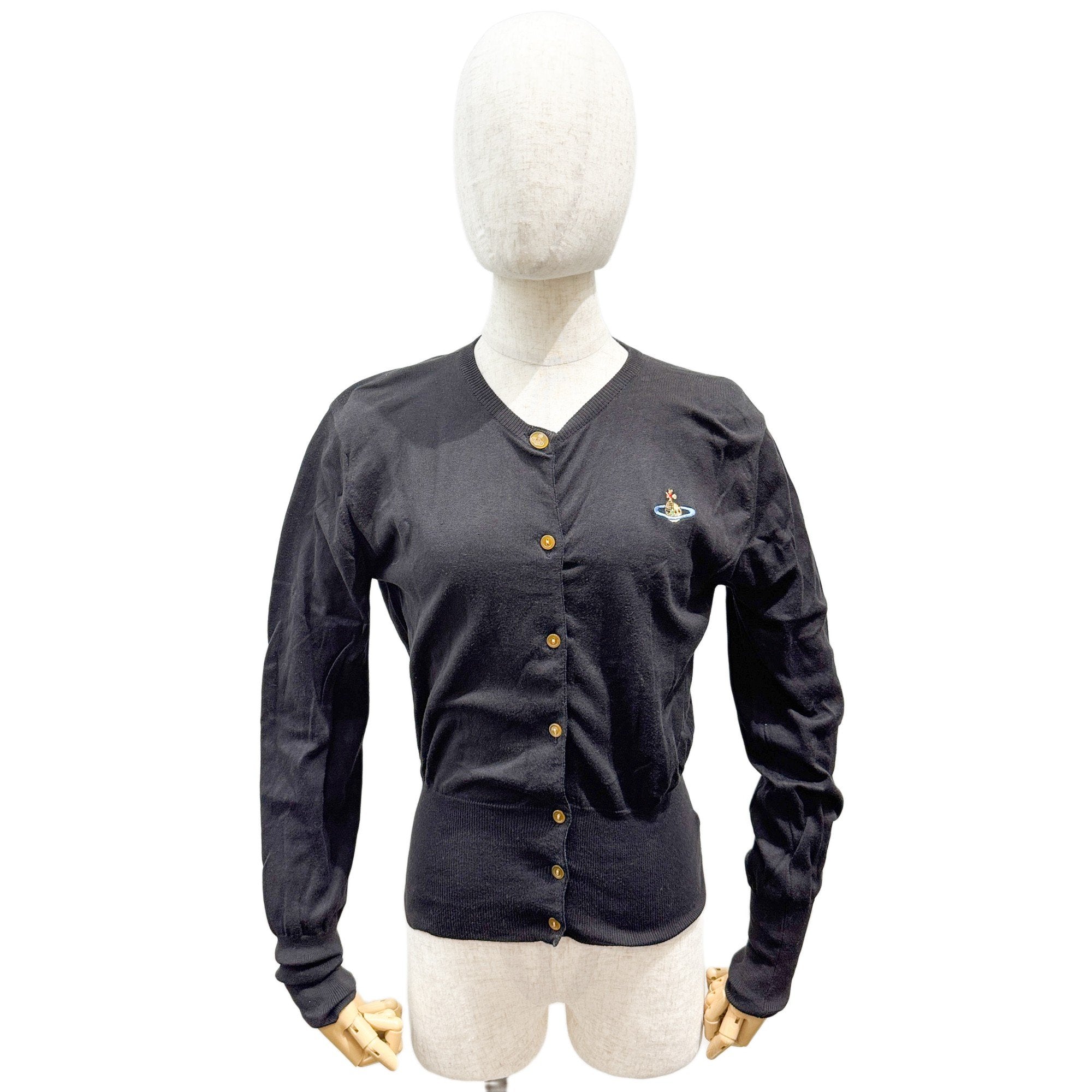 Size L EU Black Cotton Cardigan