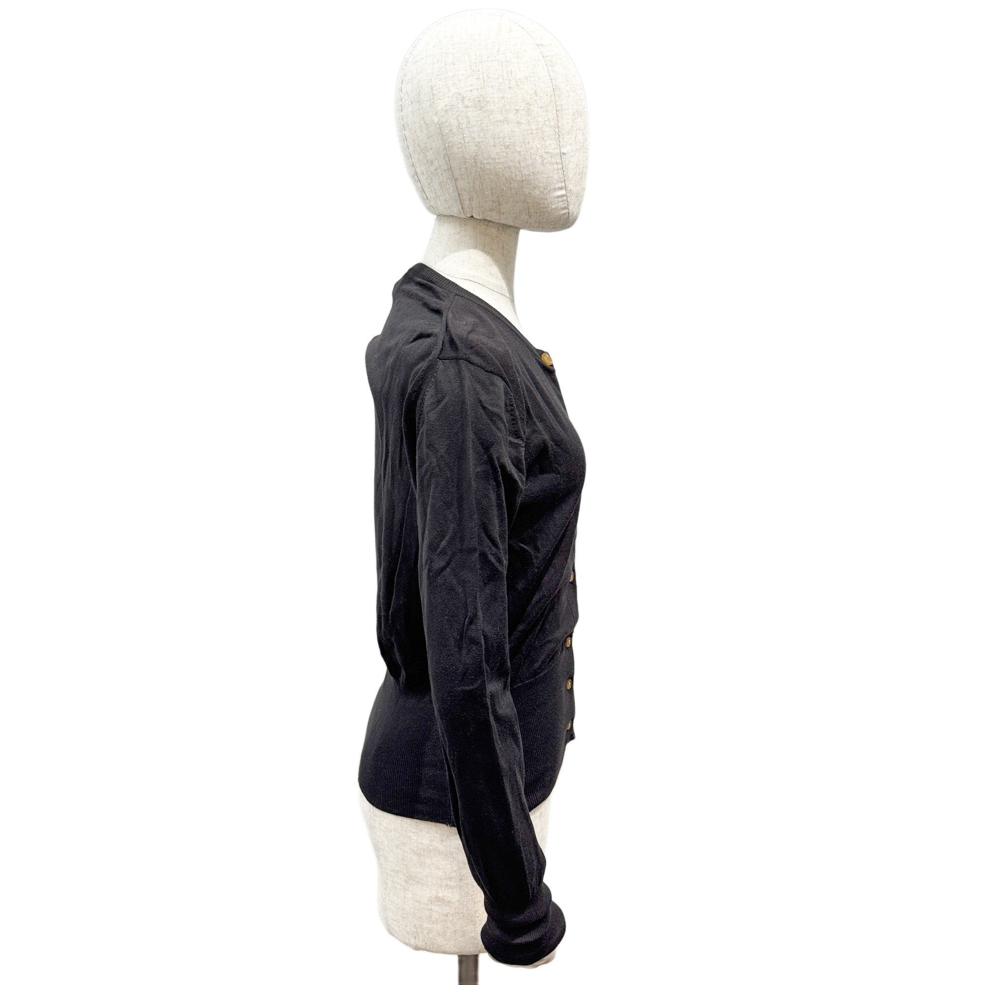 Size L EU Black Cotton Cardigan