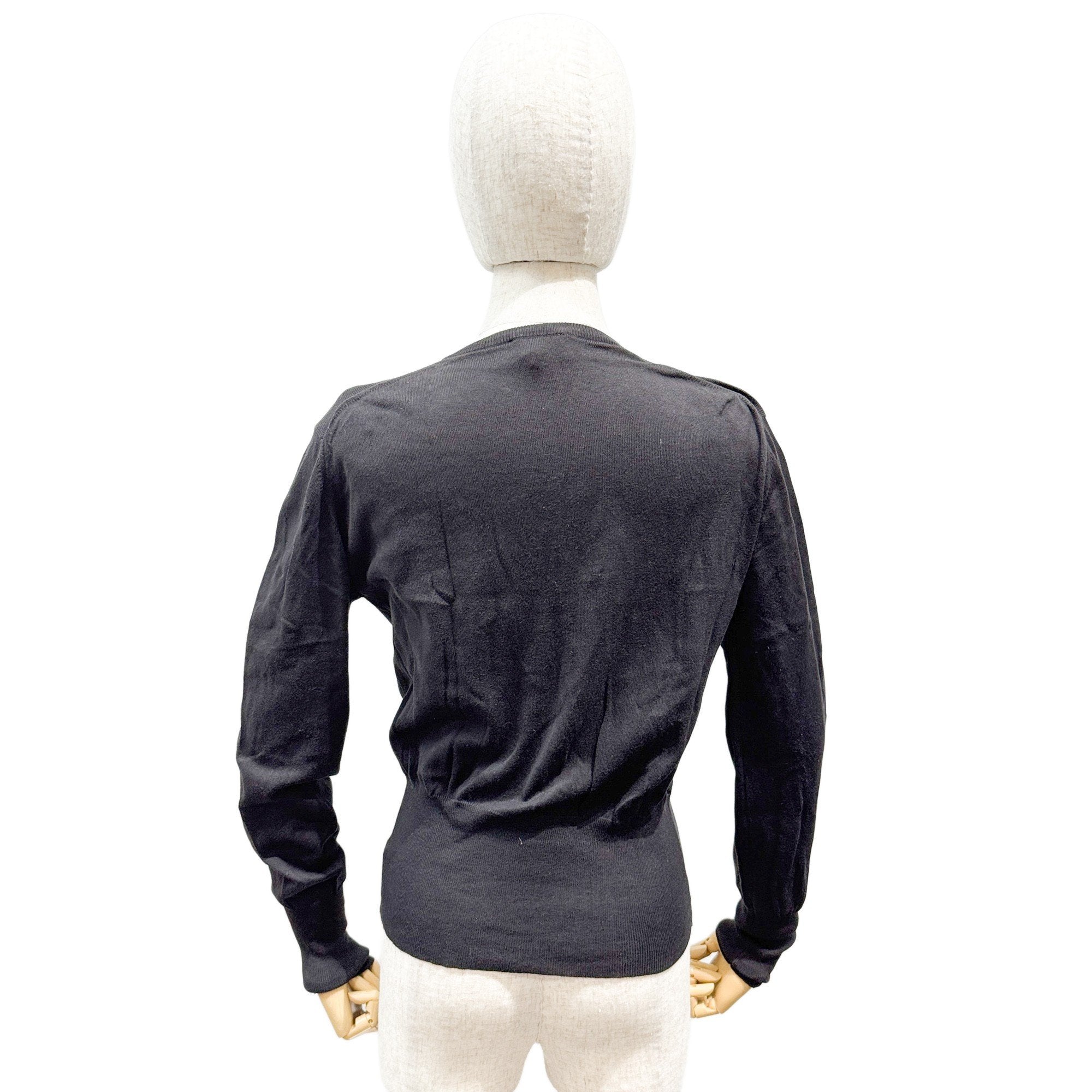 Size L EU Black Cotton Cardigan