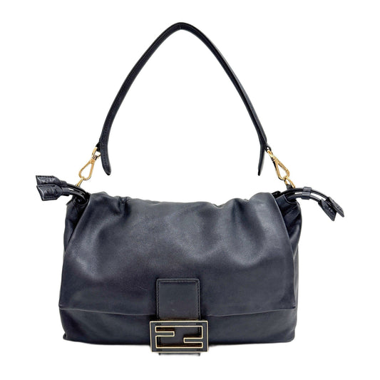 Mamma Baguette Black Leather Shoulder Bag