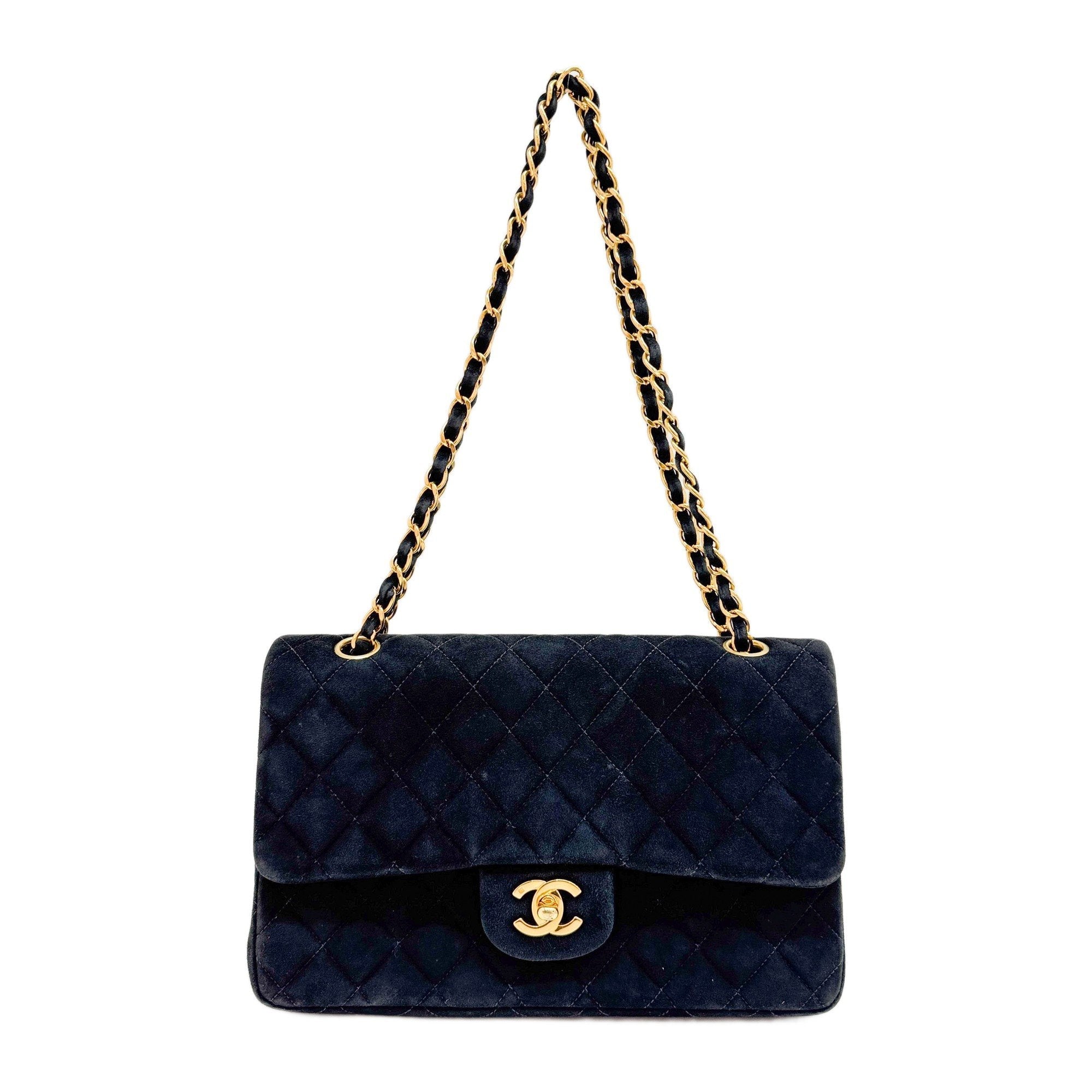 Classic Double Flap 1996-1997 Matelasse Black Suede Shoulder Bag
