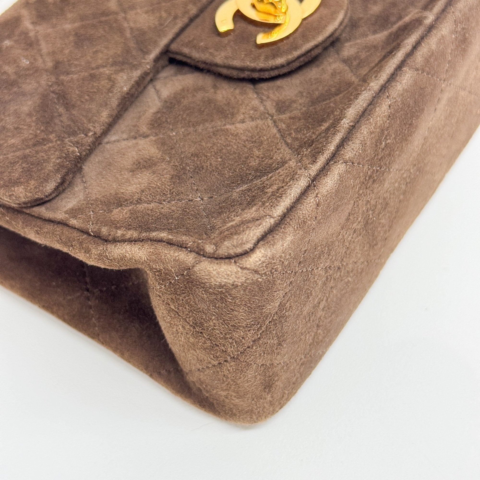 Mini Classic Flap Matelasse Brown Suede Shoulder Bag