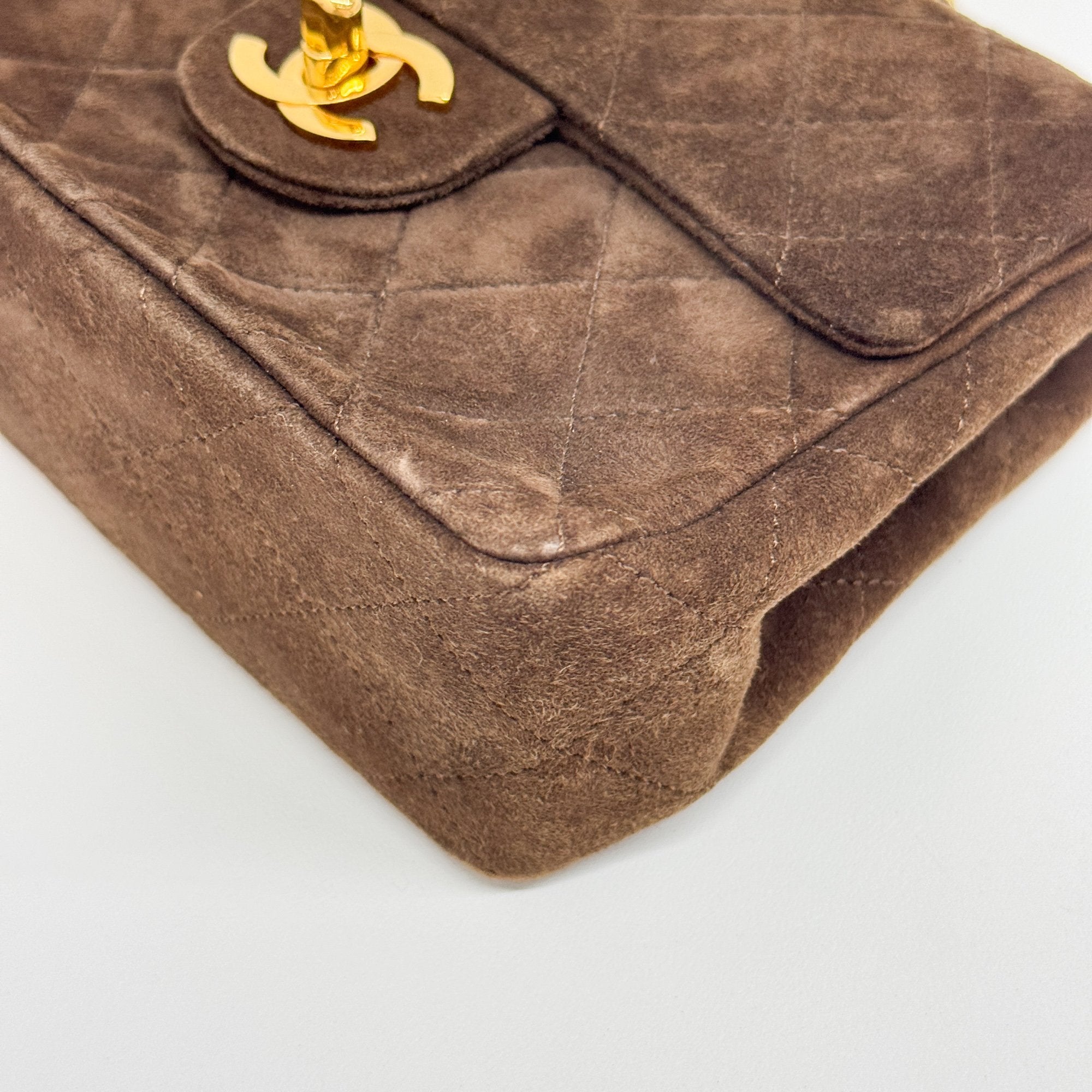 Mini Classic Flap Matelasse Brown Suede Shoulder Bag