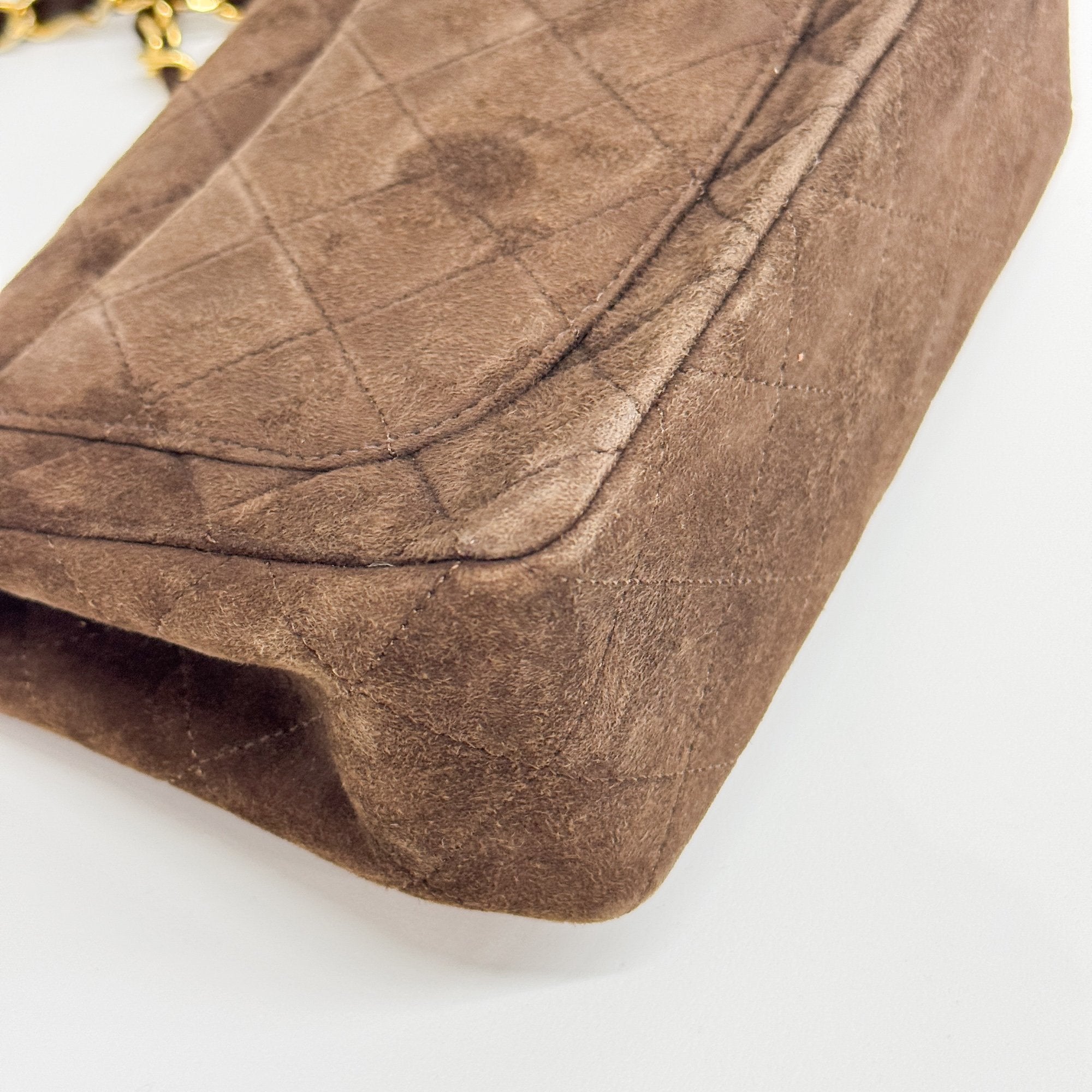 Mini Classic Flap Matelasse Brown Suede Shoulder Bag