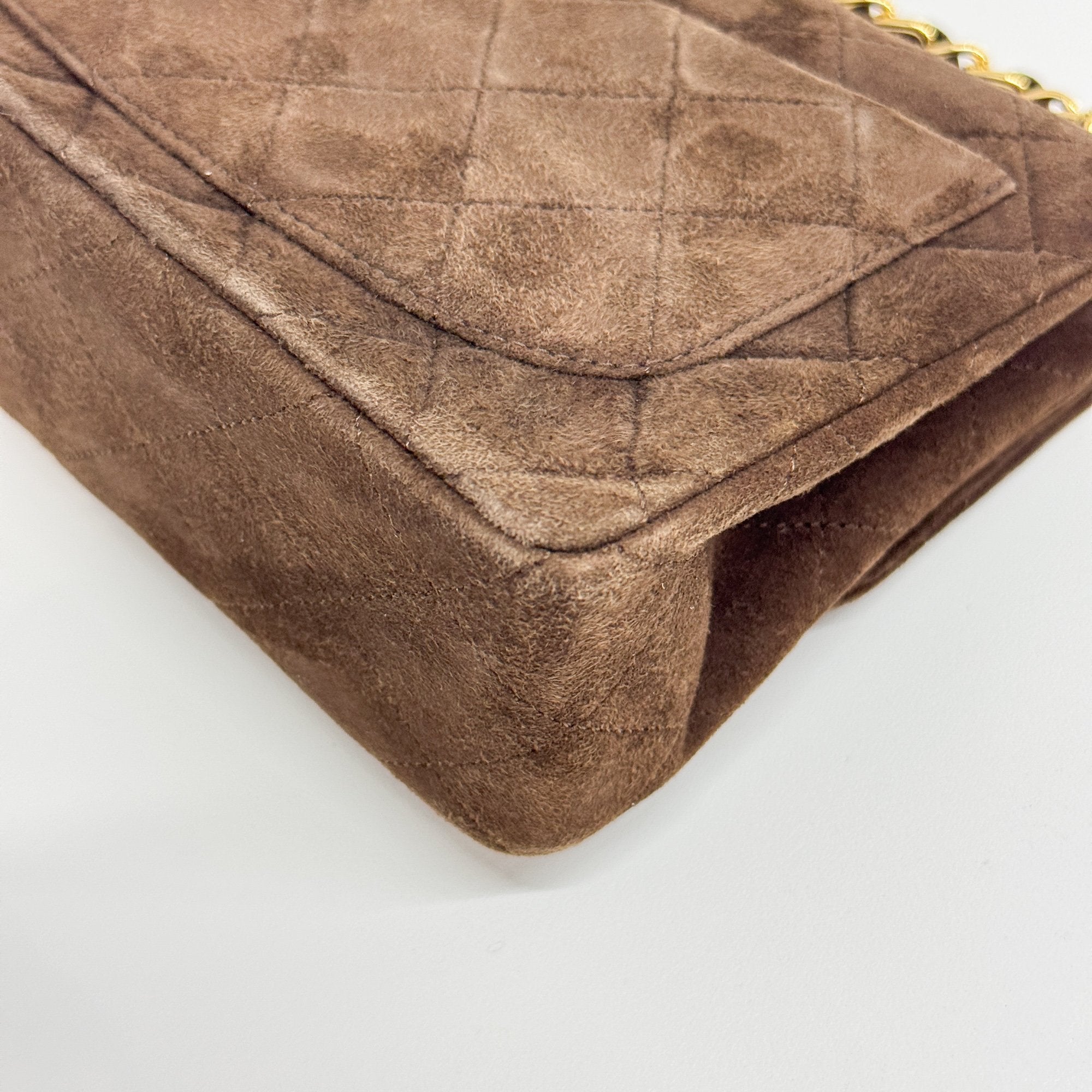 Mini Classic Flap Matelasse Brown Suede Shoulder Bag