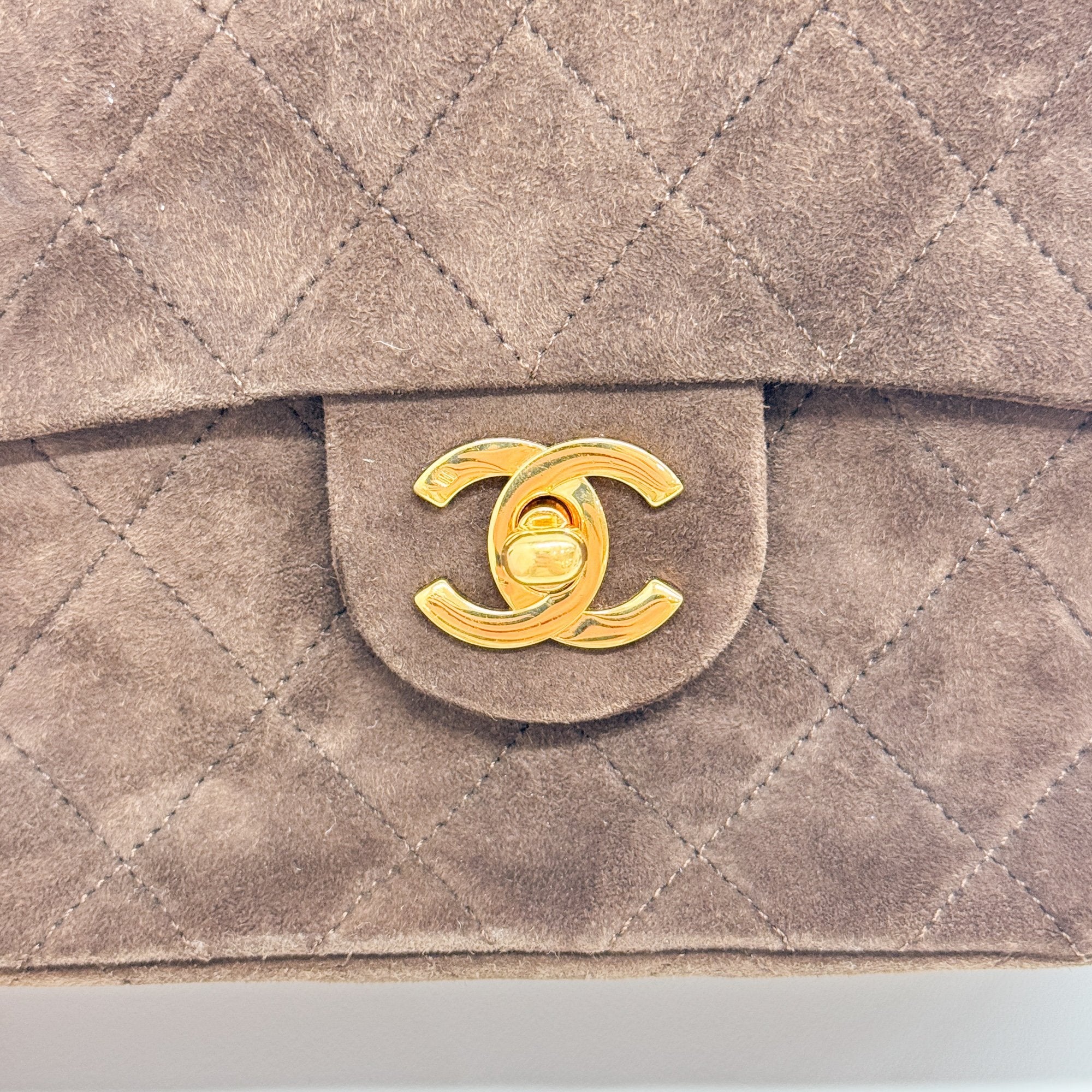 Mini Classic Flap Matelasse Brown Suede Shoulder Bag