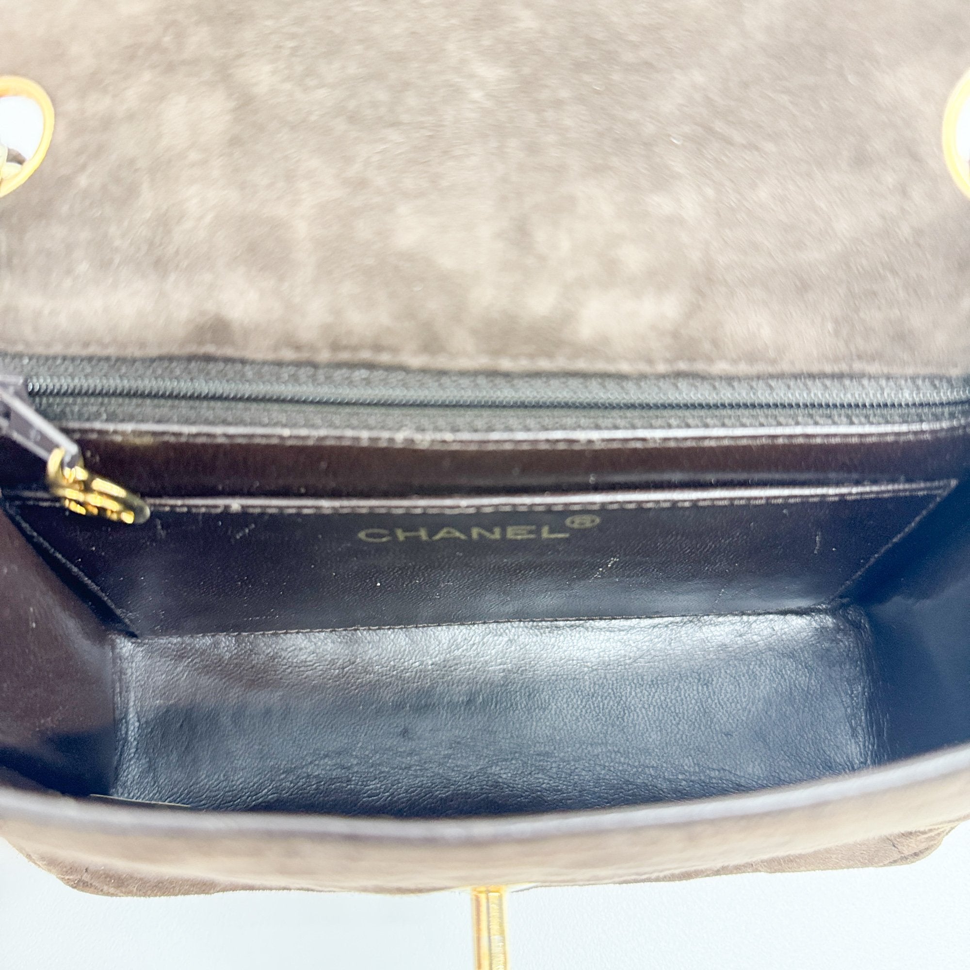 Mini Classic Flap Matelasse Brown Suede Shoulder Bag