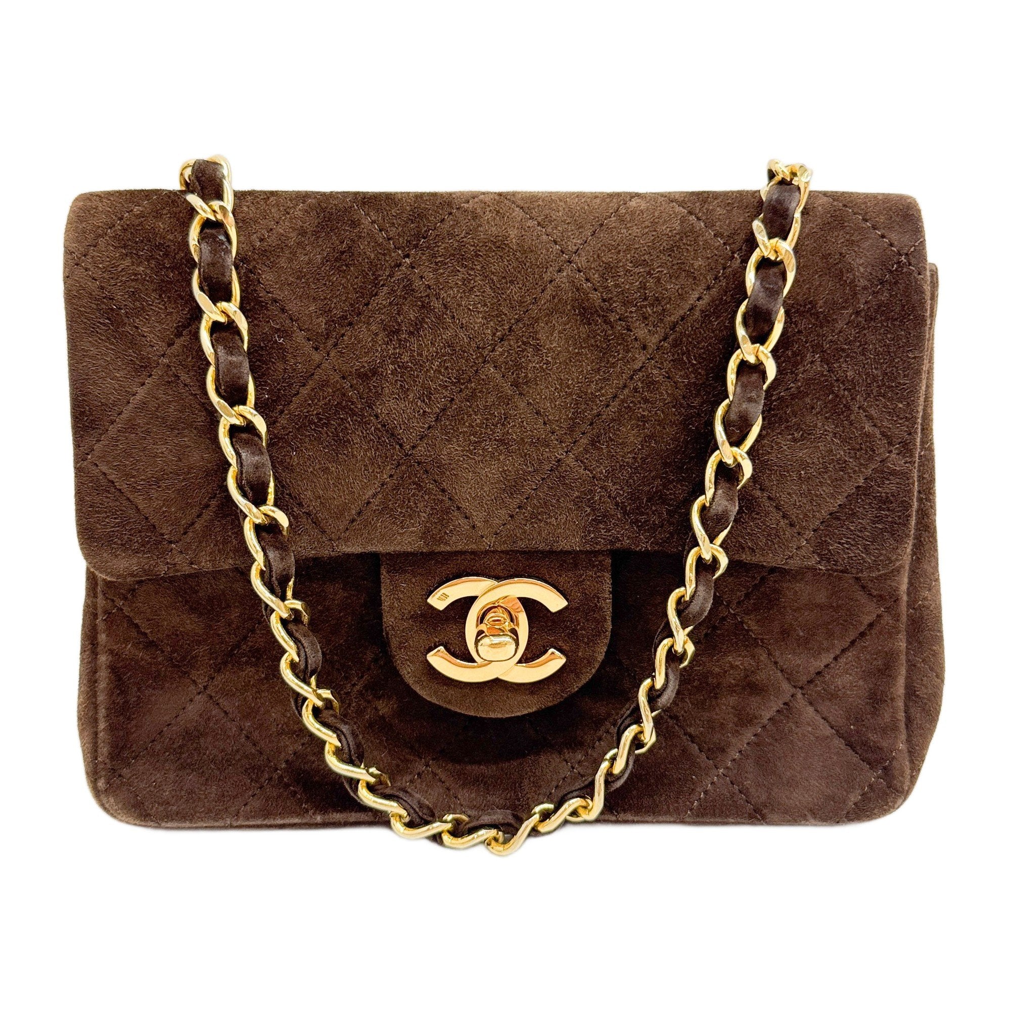 Mini Classic Flap Matelasse Brown Suede Shoulder Bag