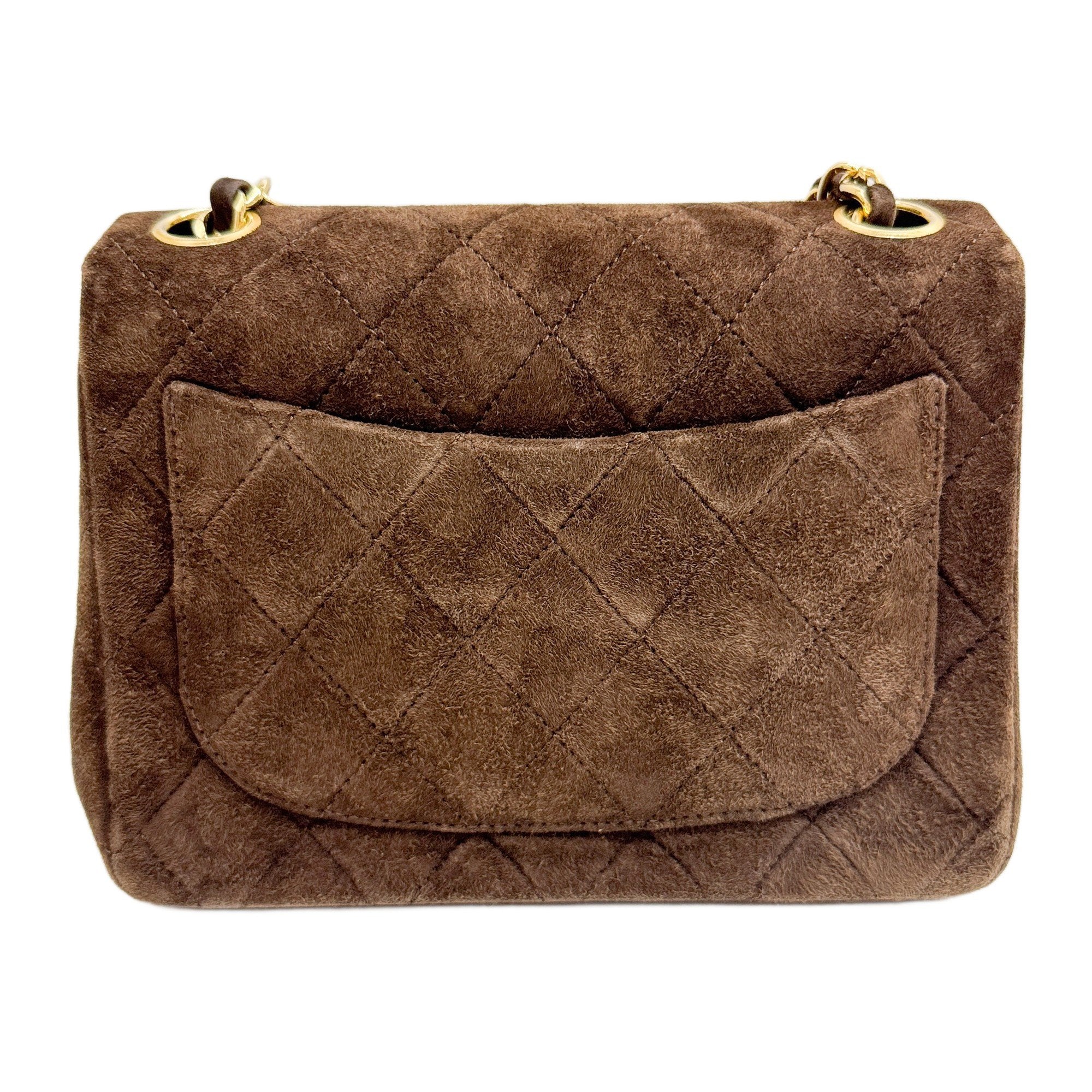 Mini Classic Flap Matelasse Brown Suede Shoulder Bag