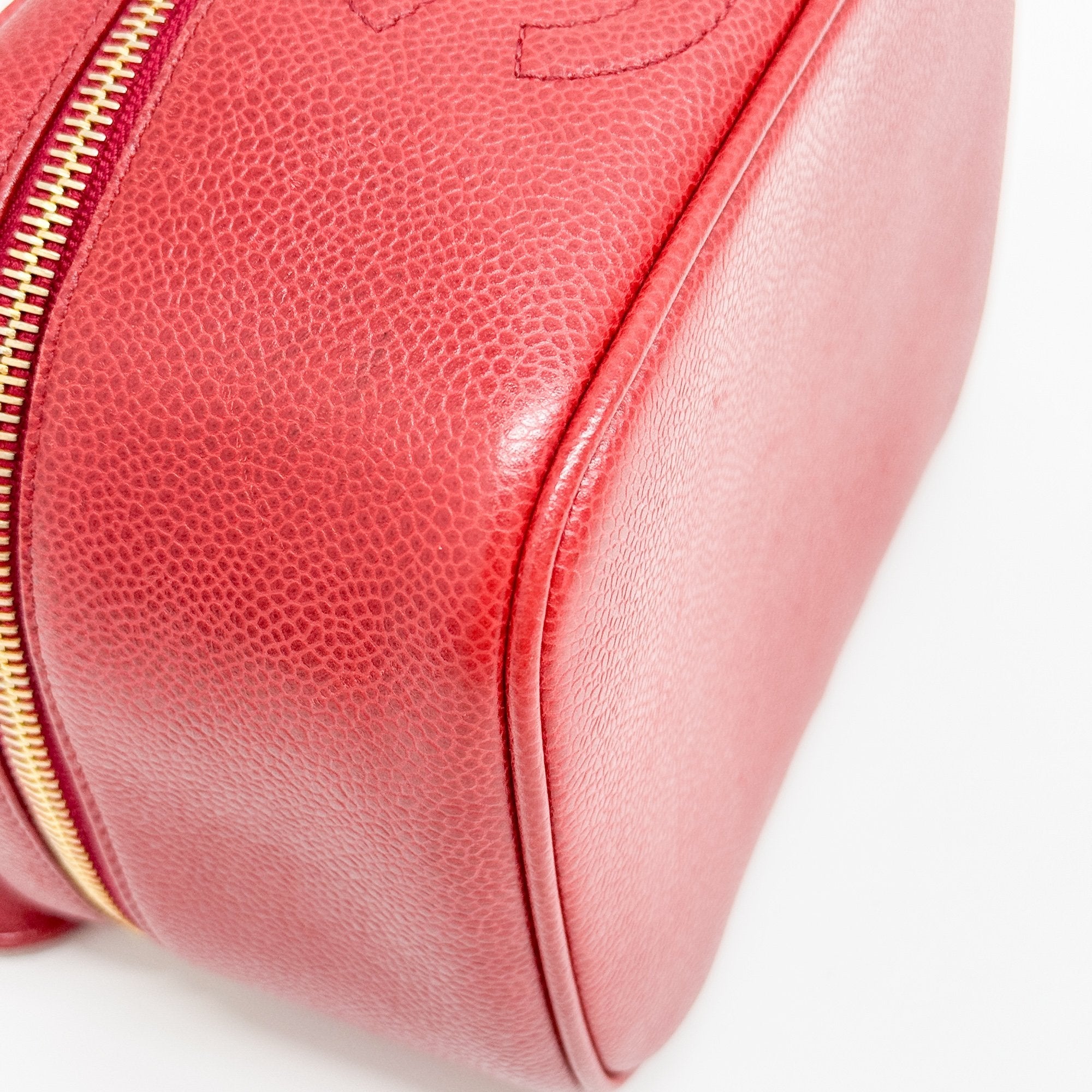 CC Logo Red Leather Vanity Bag