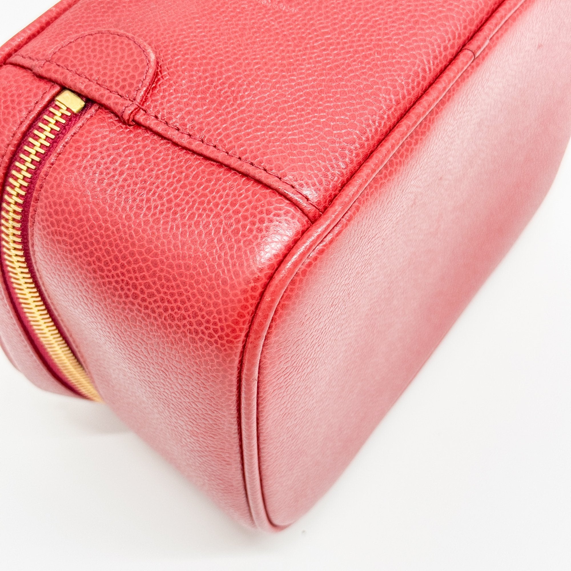 CC Logo Red Leather Vanity Bag