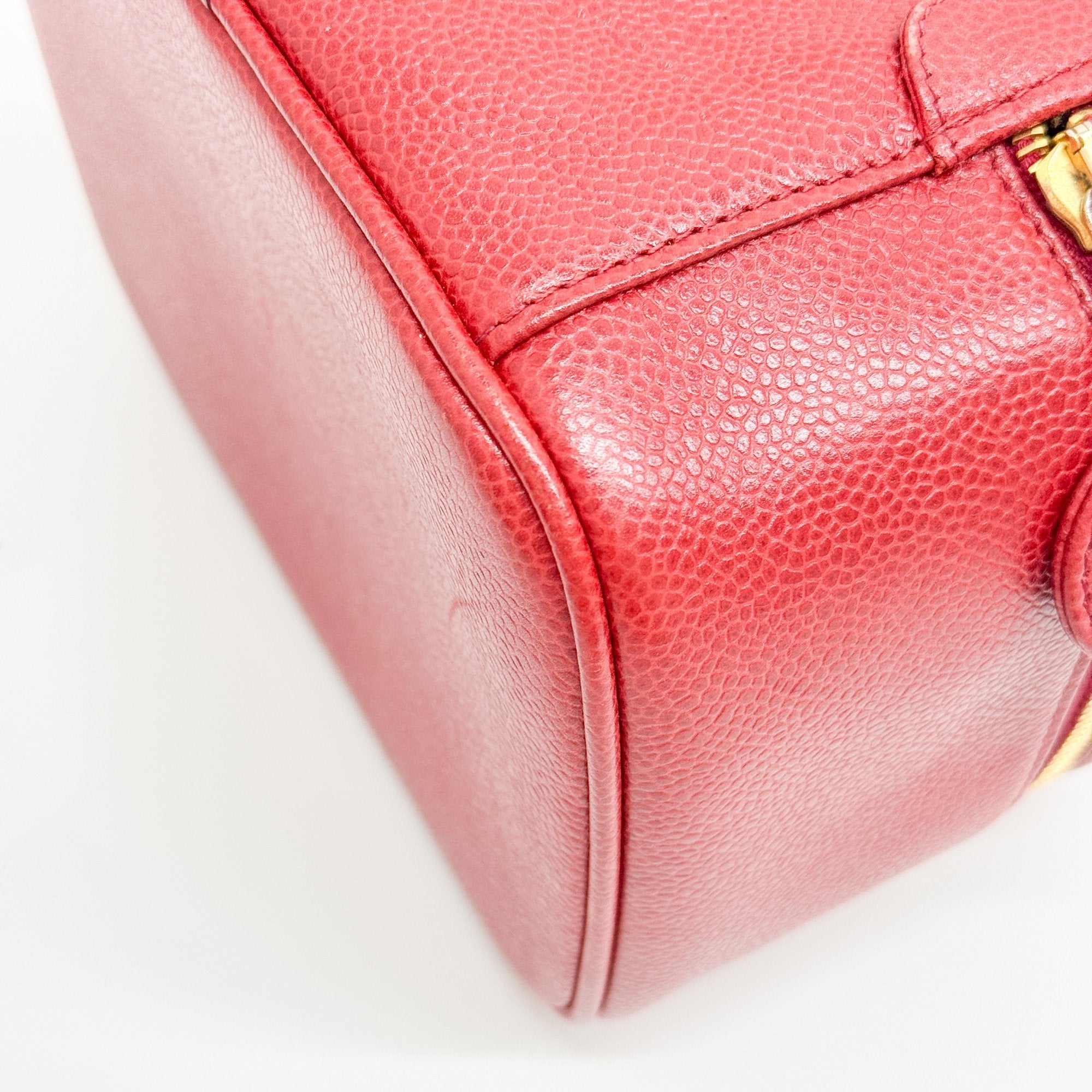 CC Logo Red Leather Vanity Bag