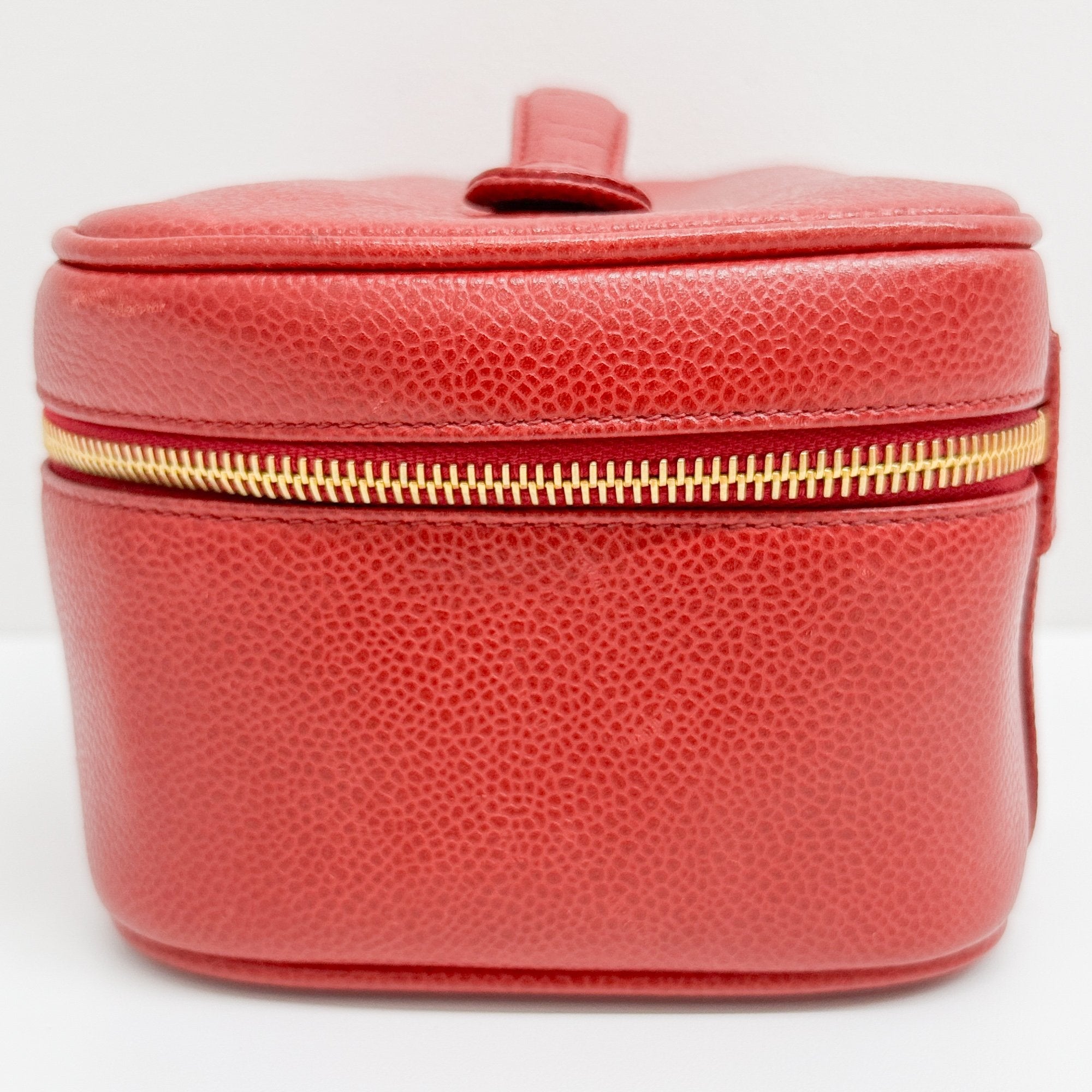 CC Logo Red Leather Vanity Bag