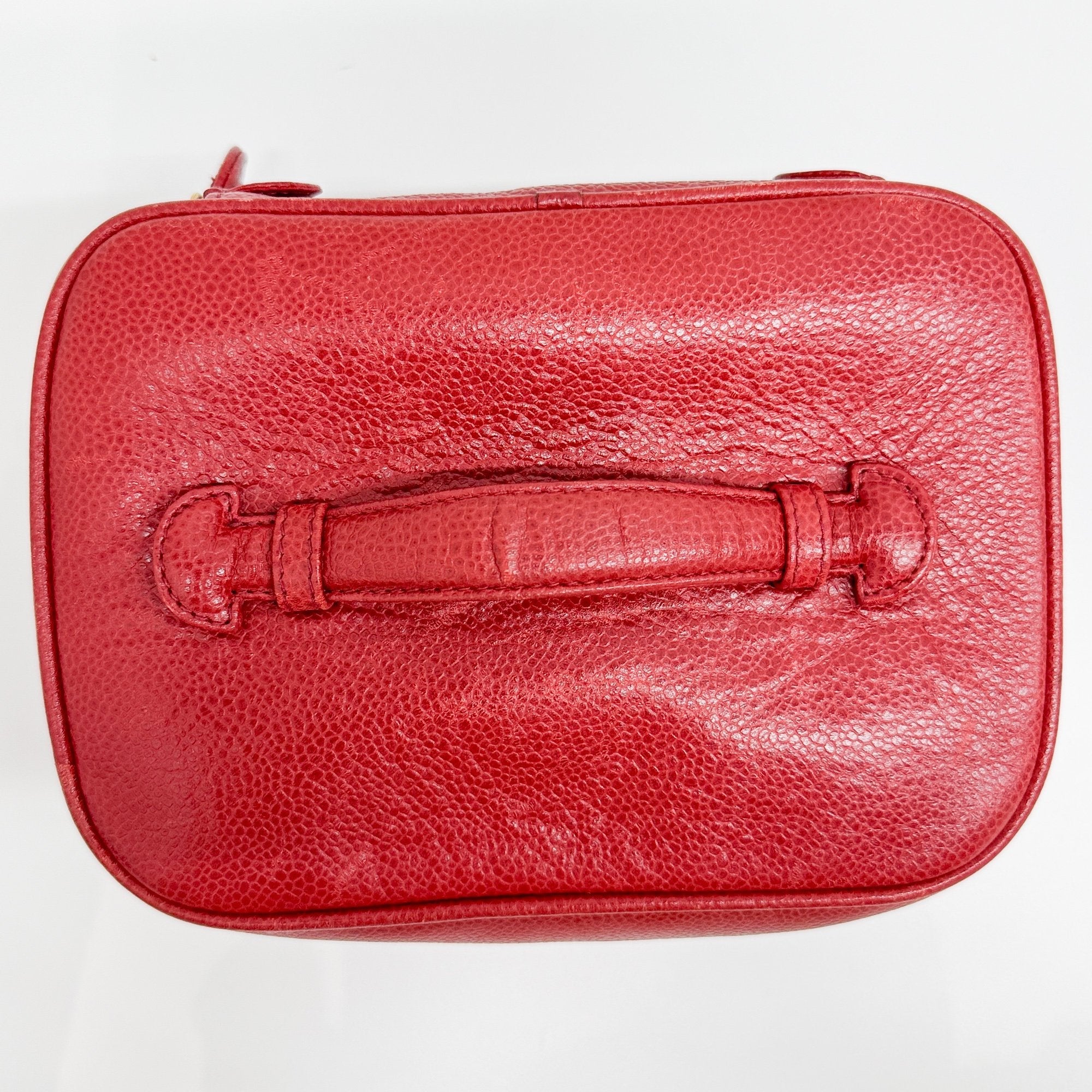 CC Logo Red Leather Vanity Bag