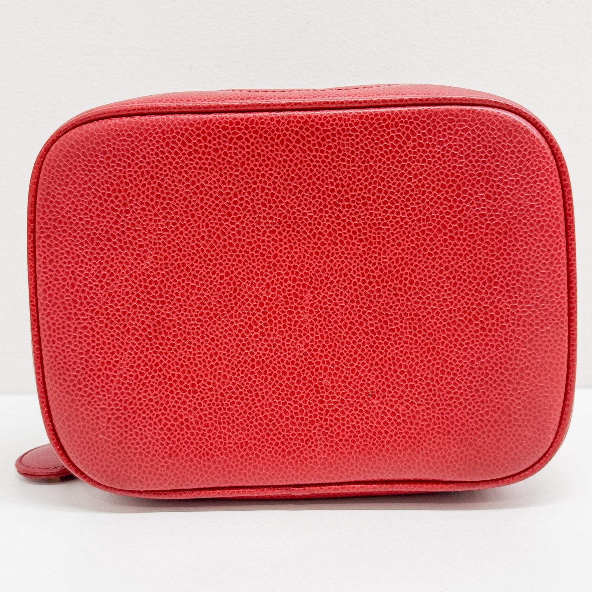 CC Logo Red Leather Vanity Bag
