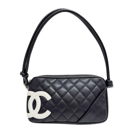 Cambon Black Leather Shoulder Bag