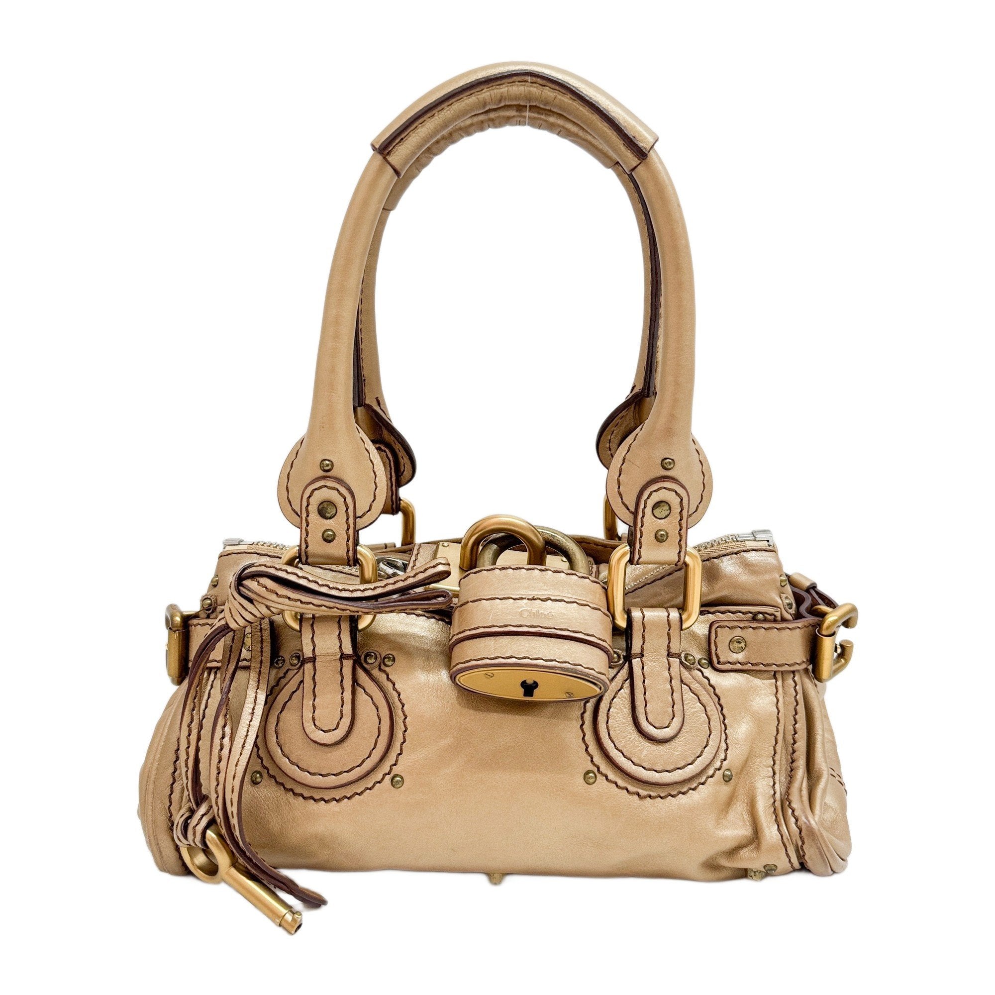 Paddington Mini Gold Leather Shoulder Bag
