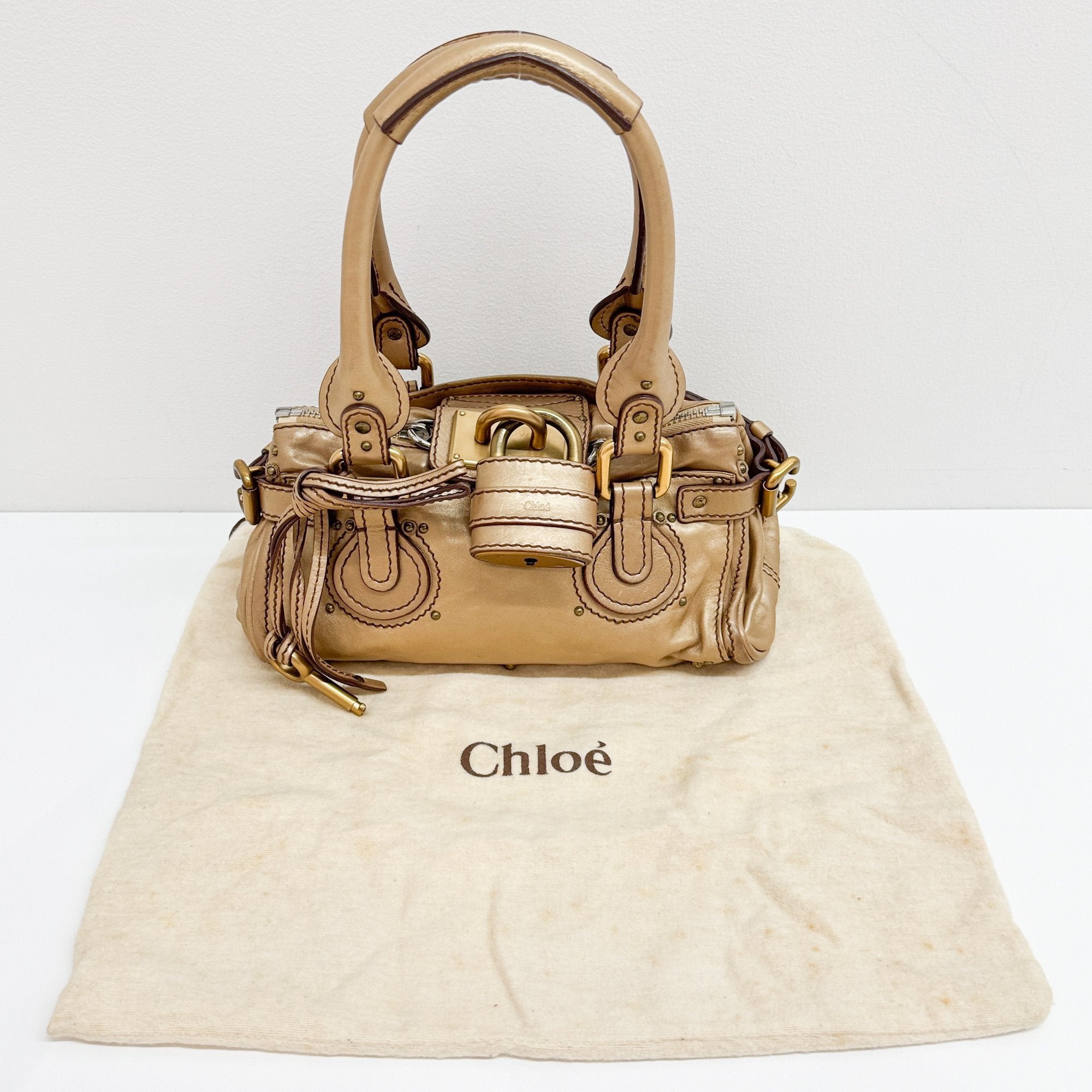 Paddington Mini Gold Leather Shoulder Bag