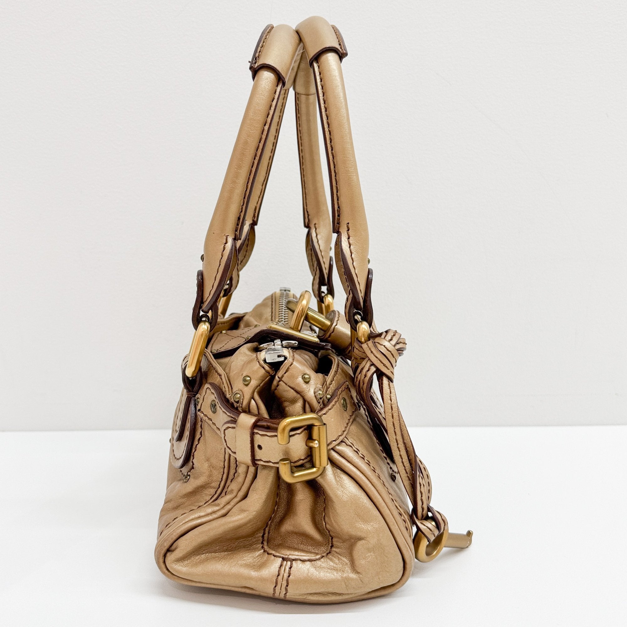 Paddington Mini Gold Leather Shoulder Bag