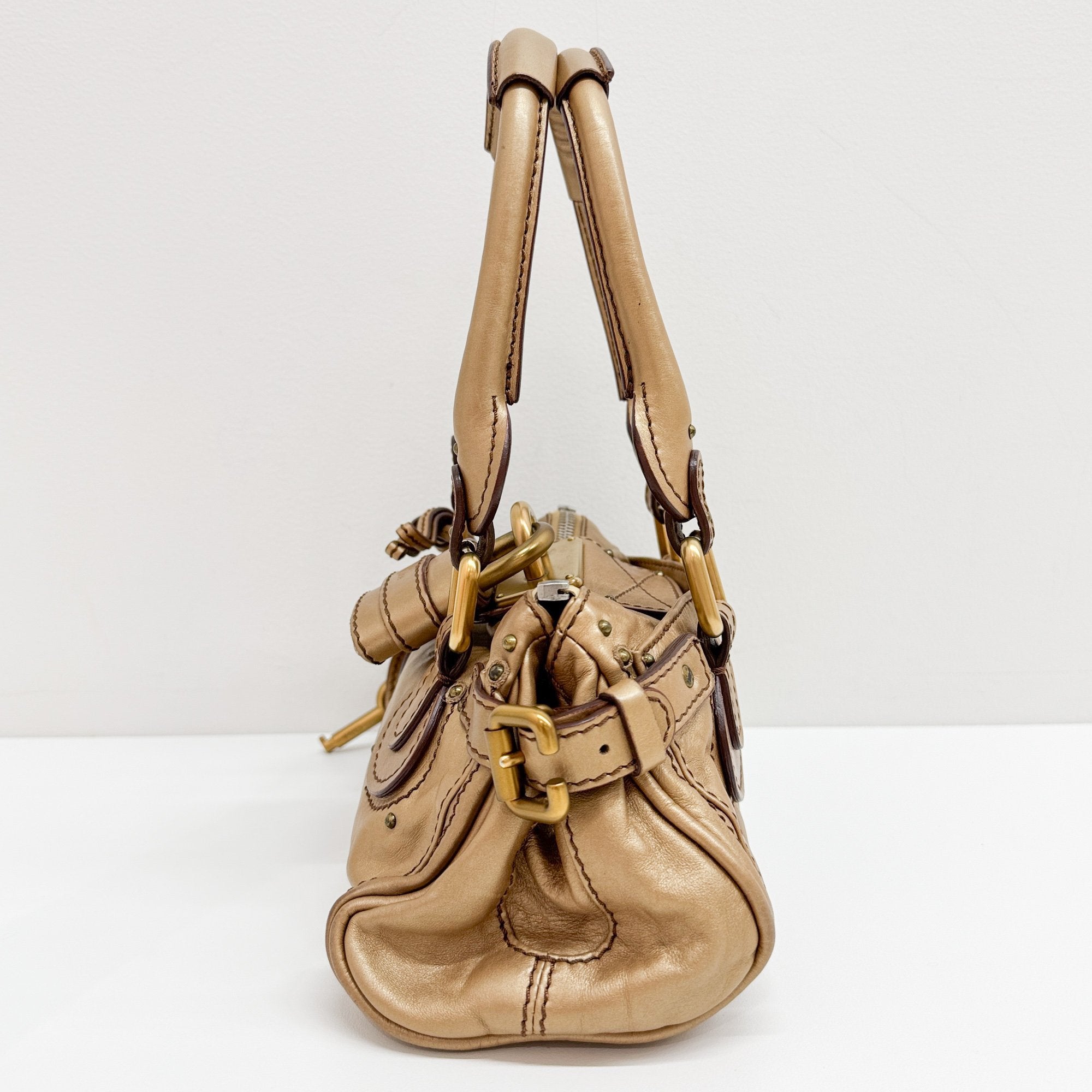 Paddington Mini Gold Leather Shoulder Bag