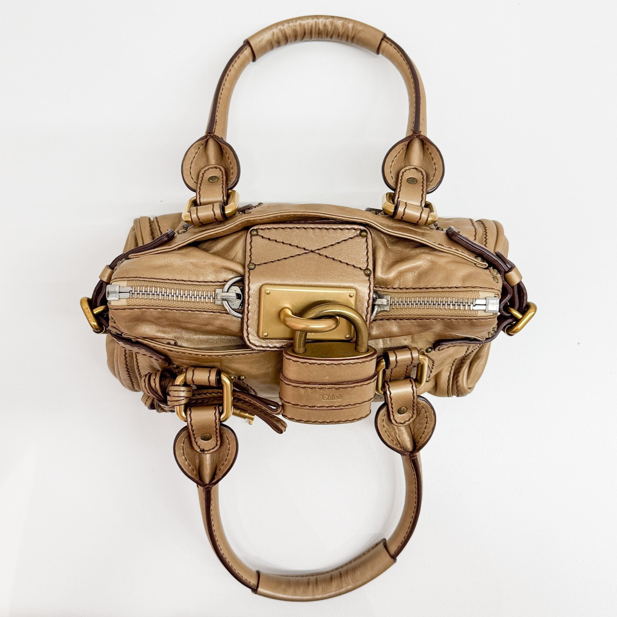 Paddington Mini Gold Leather Shoulder Bag