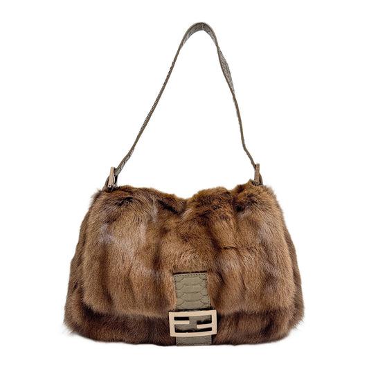 Mamma Baguette Brown Fur Shoulder Bag