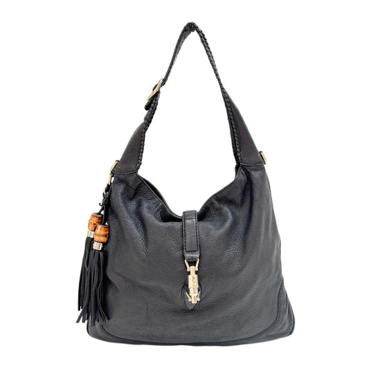 New Jackie Black Leather Shoulder Bag