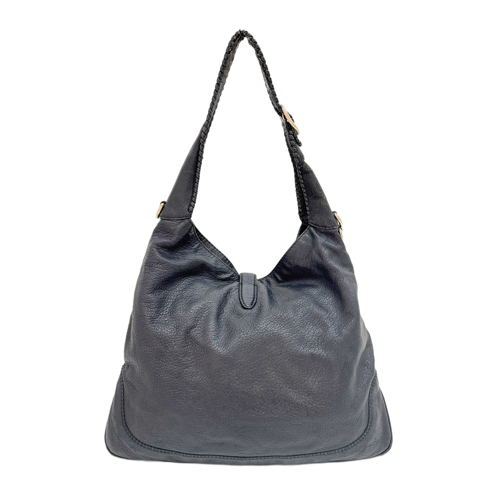 New Jackie Black Leather Shoulder Bag