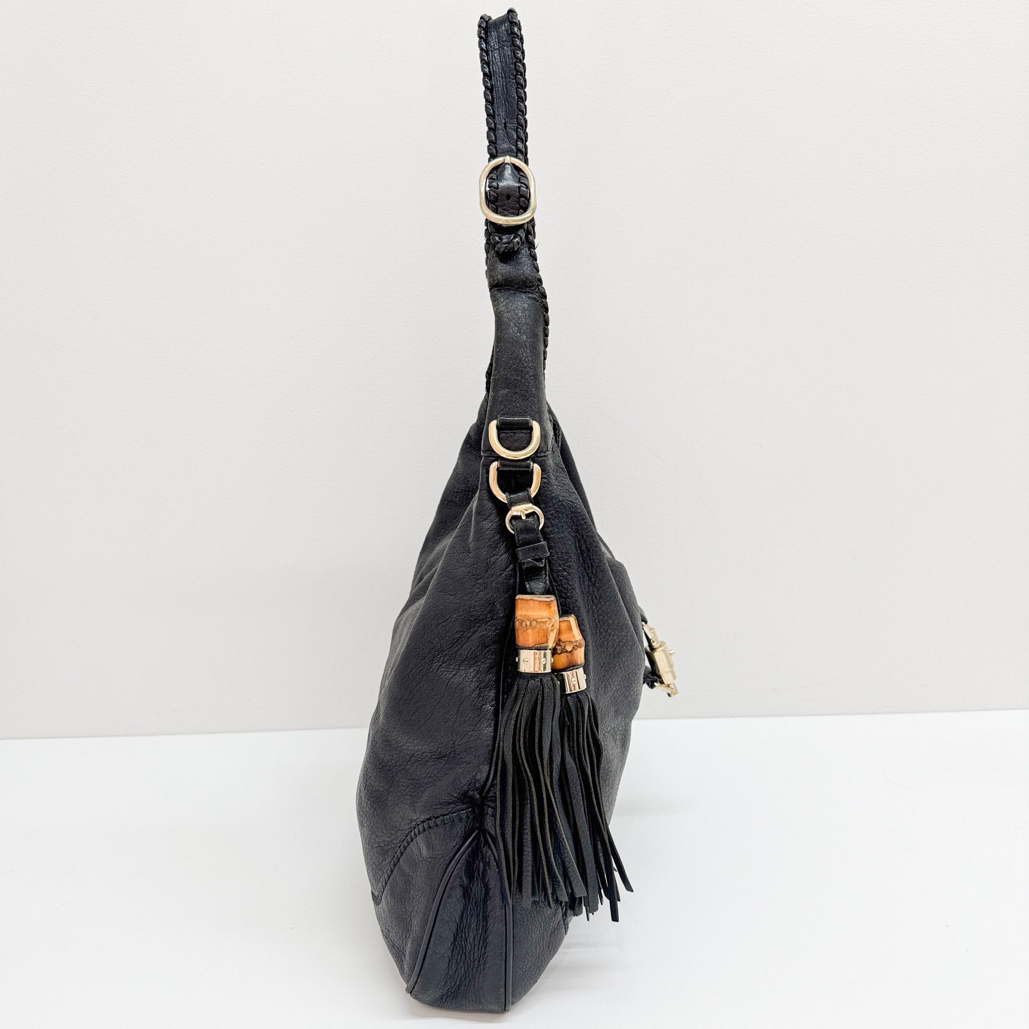 New Jackie Black Leather Shoulder Bag