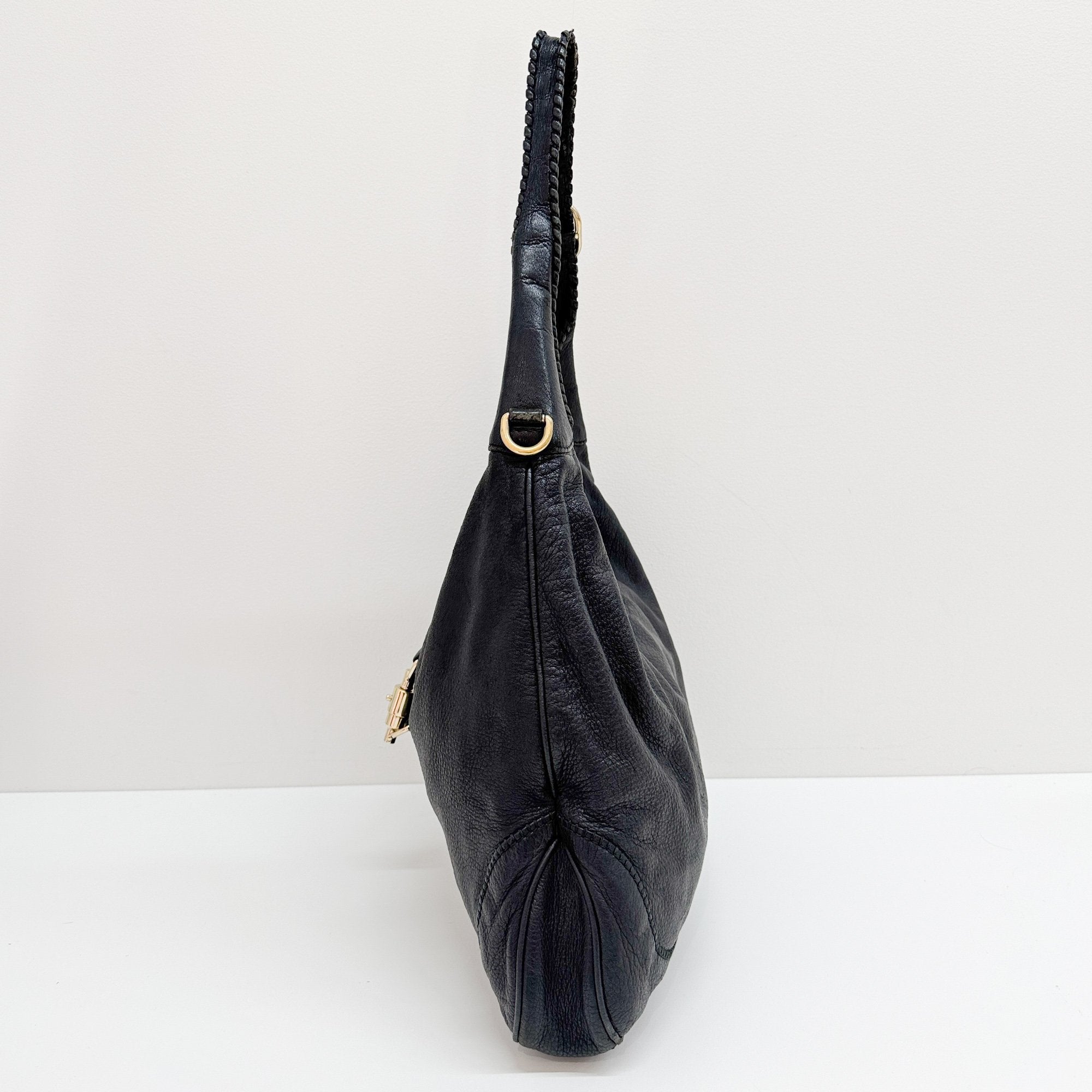 New Jackie Black Leather Shoulder Bag