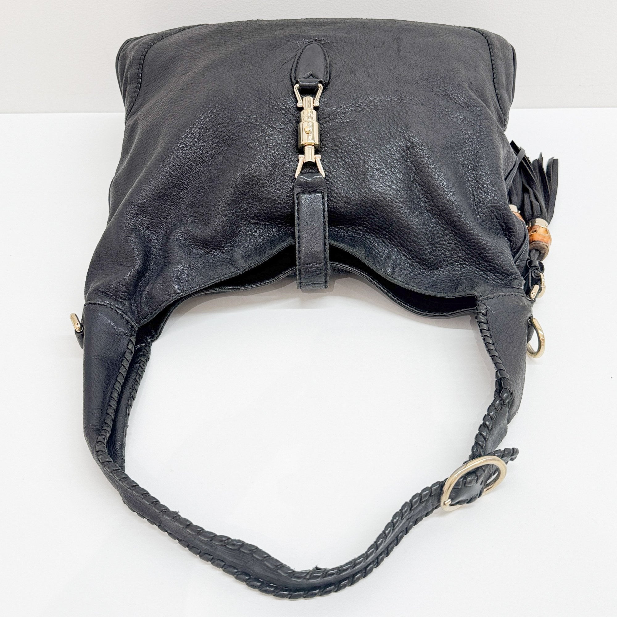 New Jackie Black Leather Shoulder Bag
