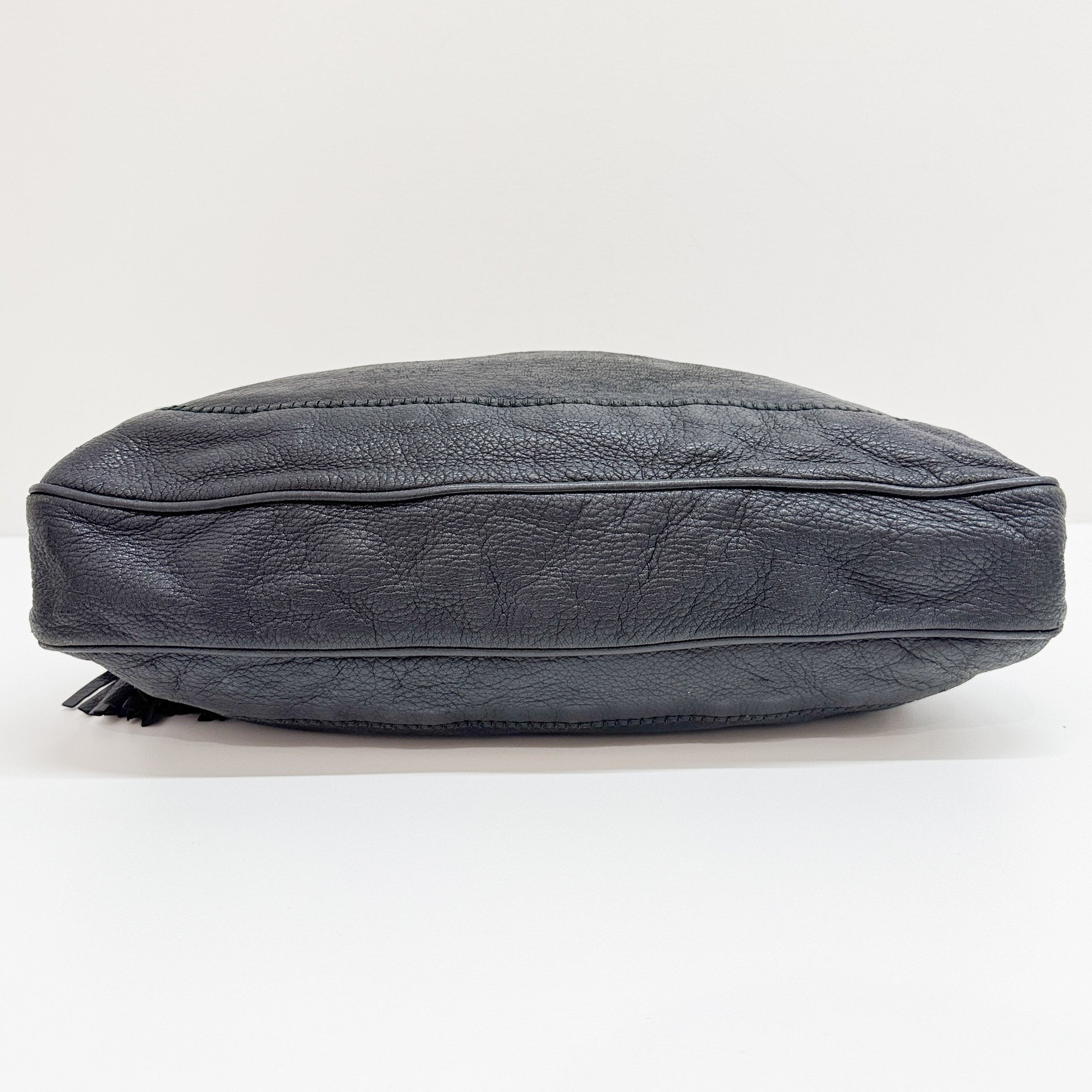 New Jackie Black Leather Shoulder Bag