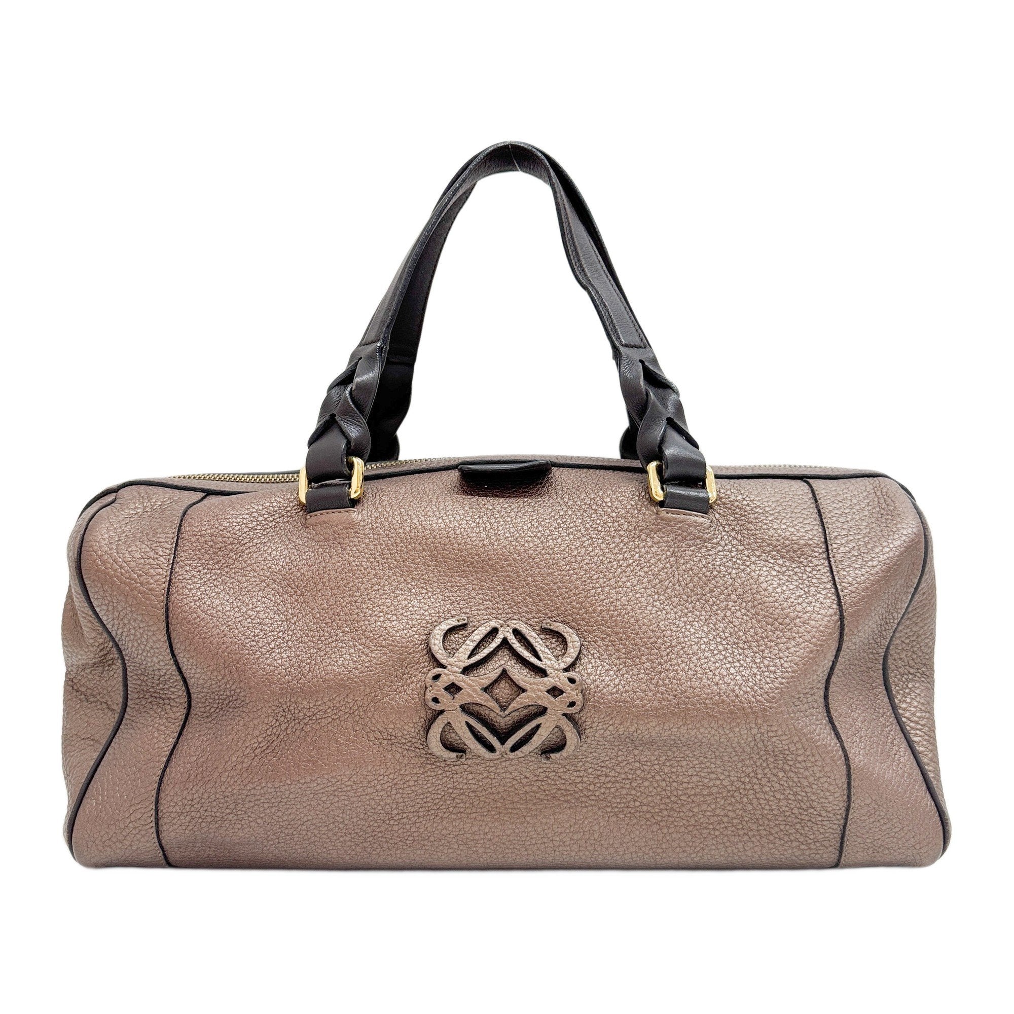 Anagram Bronz Metallic Leather Hand Bag