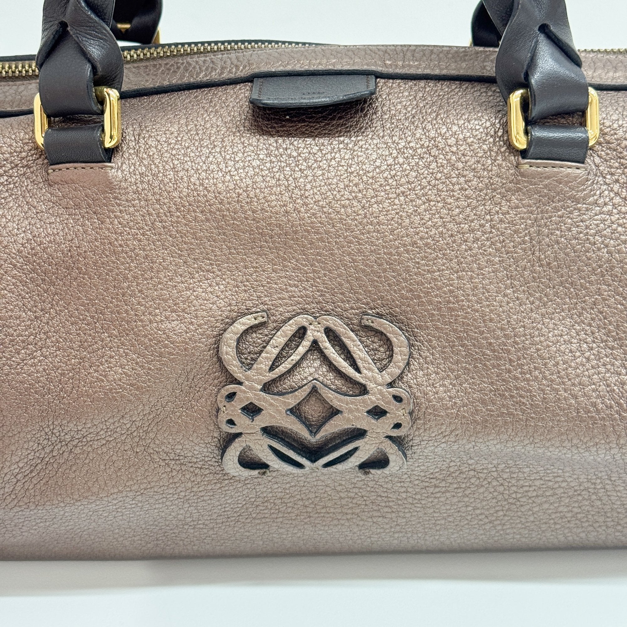 Anagram Bronz Metallic Leather Hand Bag