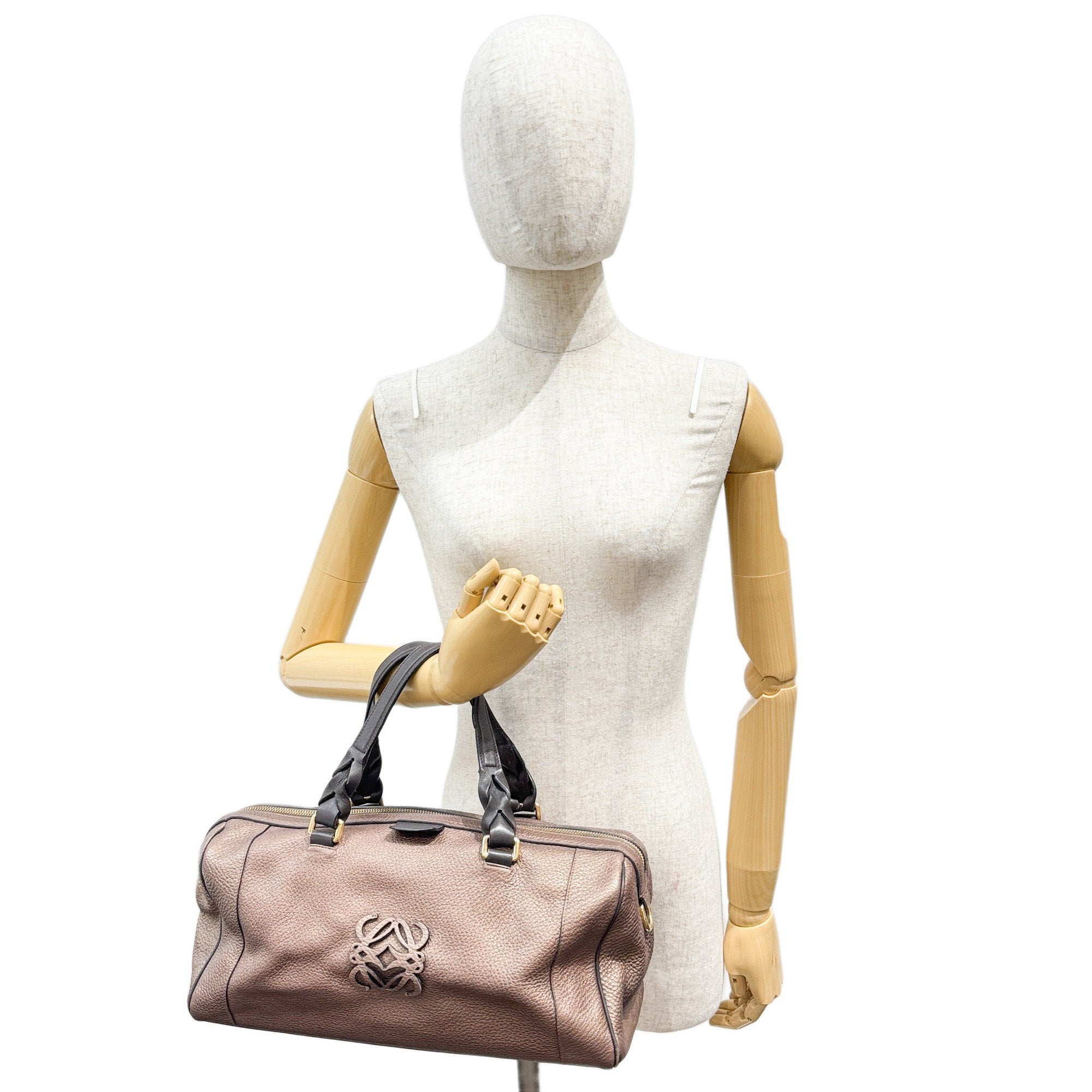 Anagram Bronz Metallic Leather Hand Bag