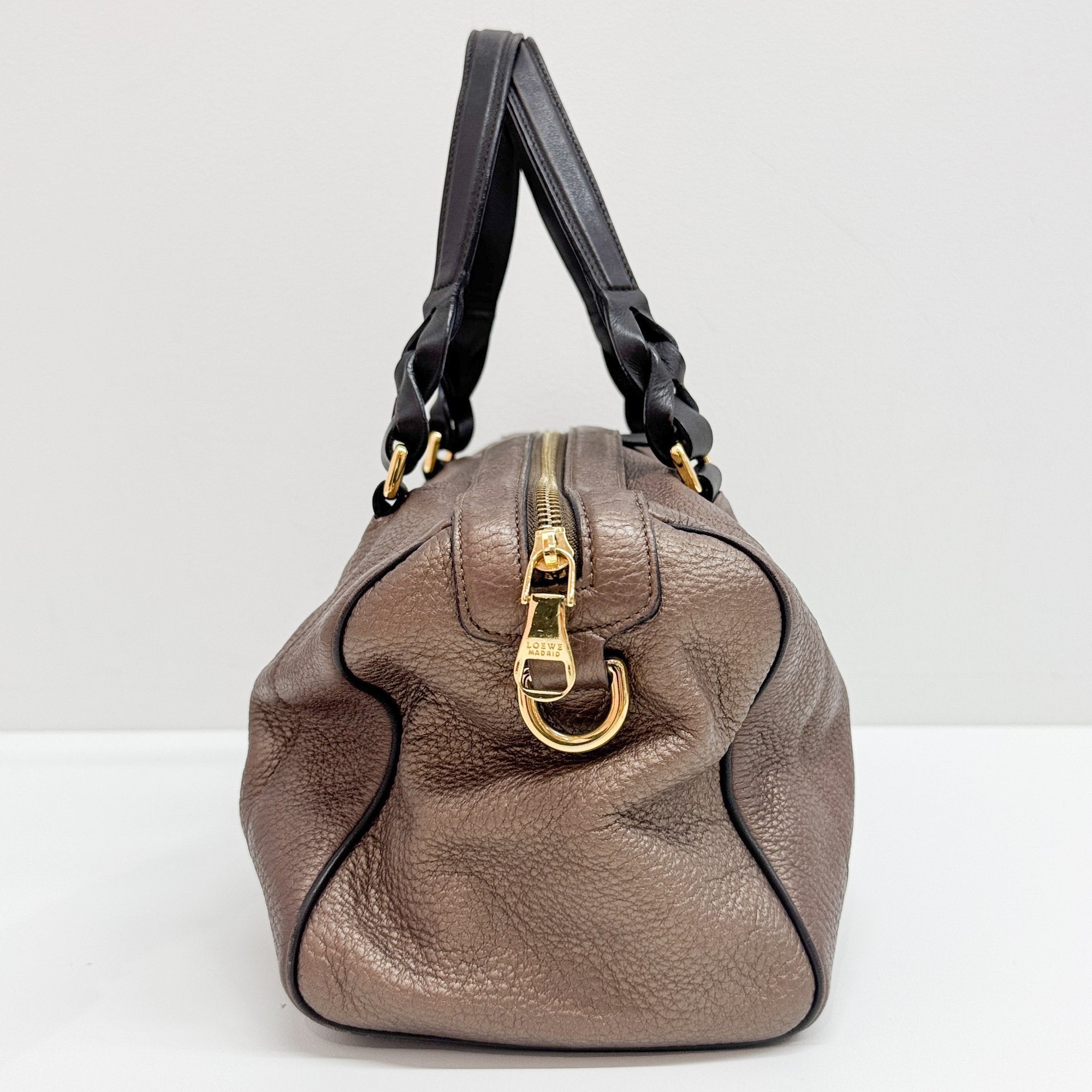 Anagram Bronz Metallic Leather Hand Bag