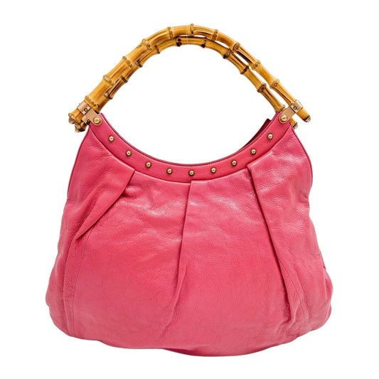 Bamboo Pink Leather Shoulder Bag