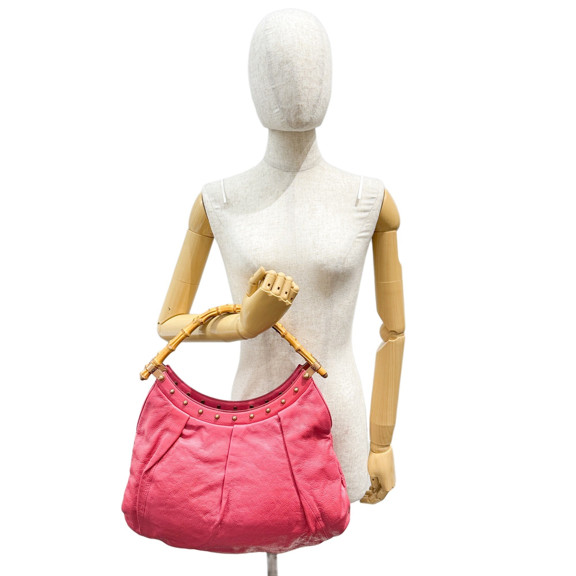 Bamboo Pink Leather Shoulder Bag