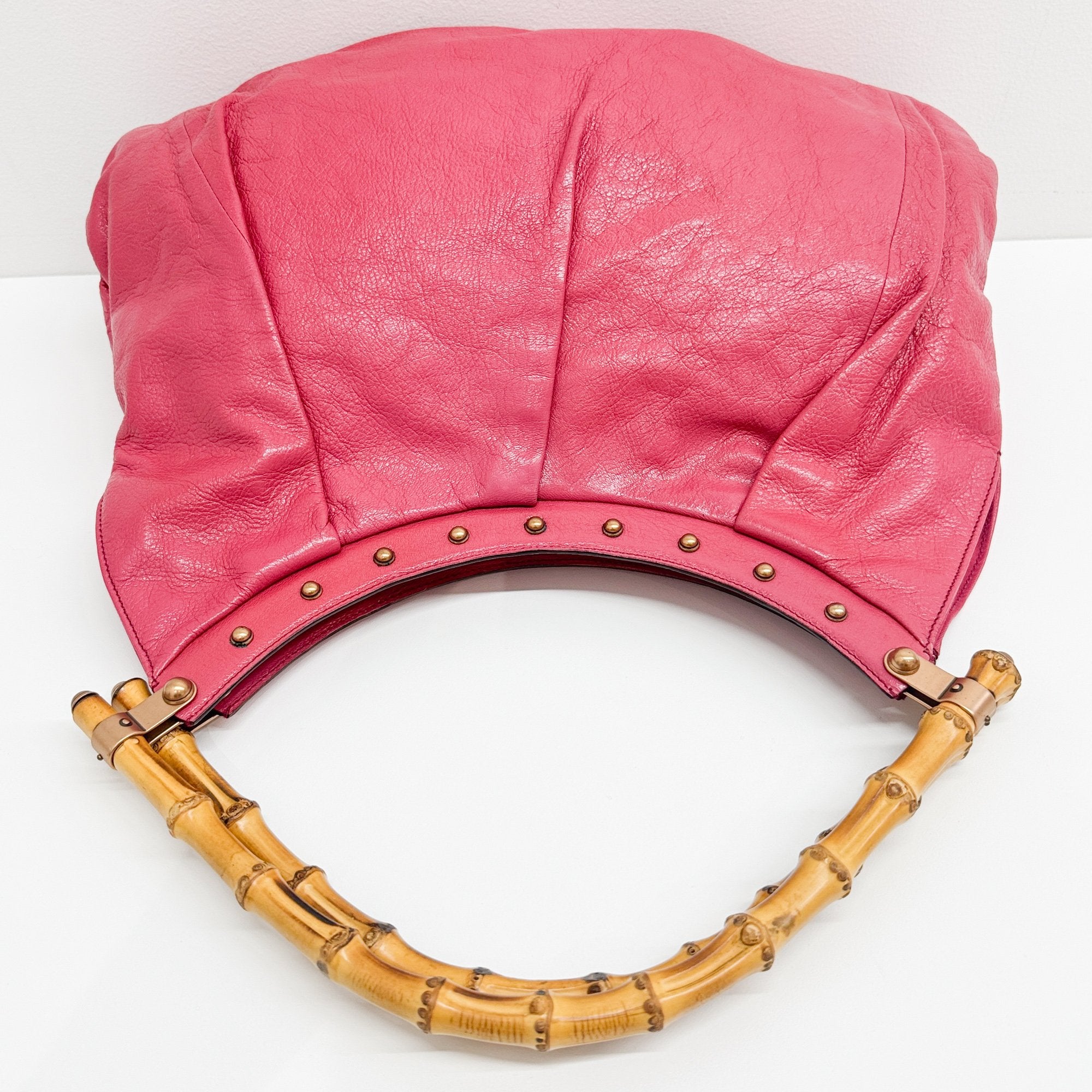 Bamboo Pink Leather Shoulder Bag