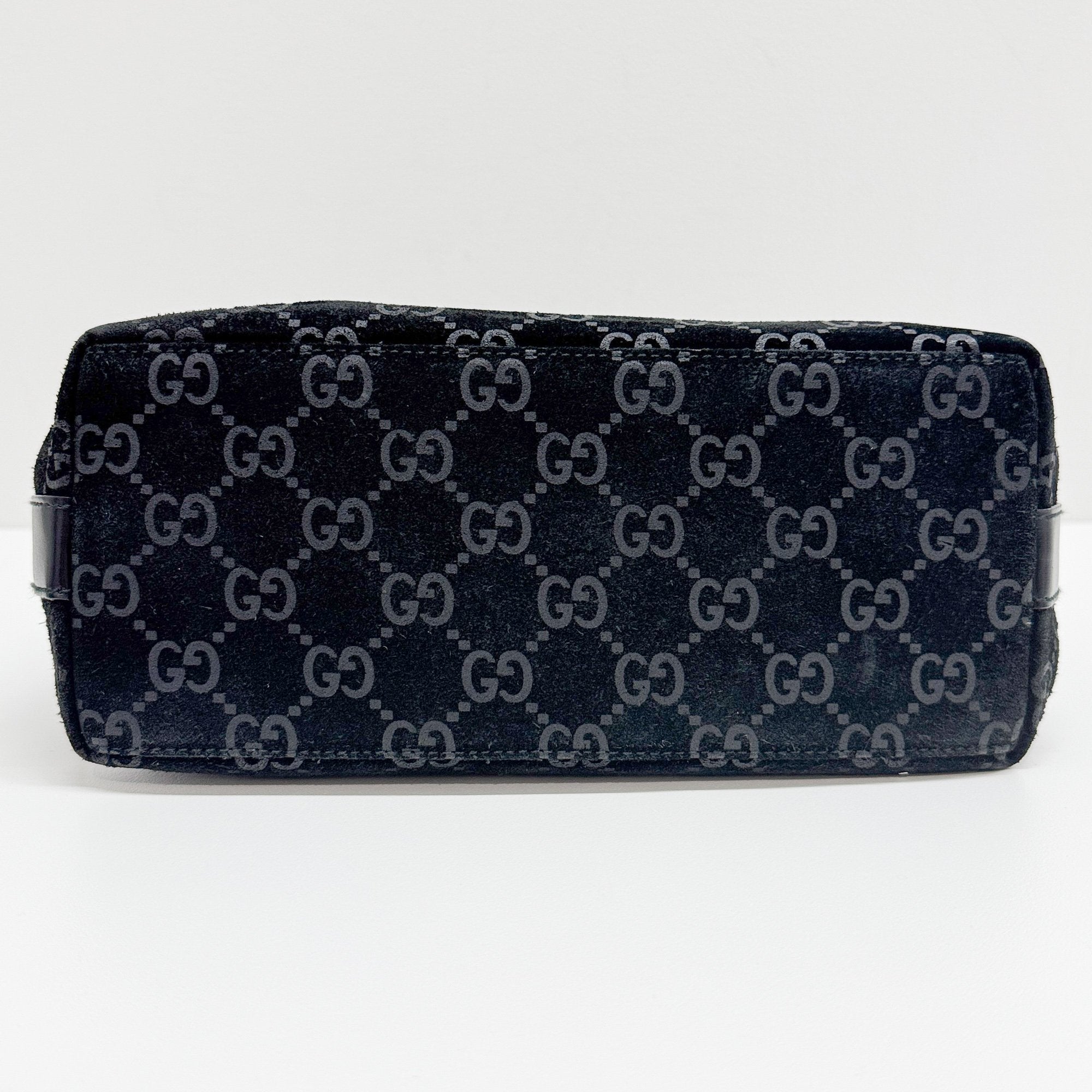 Black GG Canvas Suede Hobo Bag