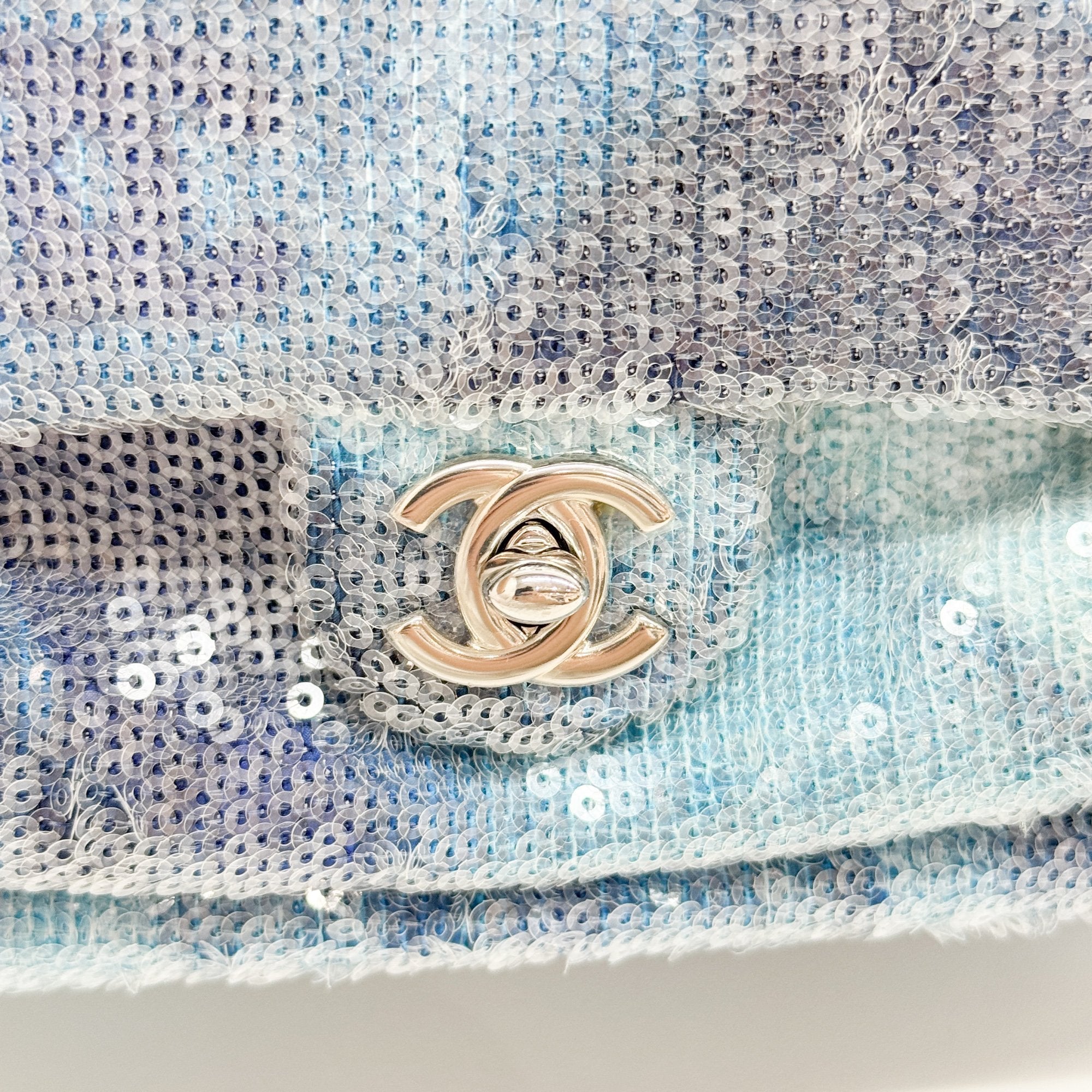 Waterfall Sequin Blue Leather Mini Backpack