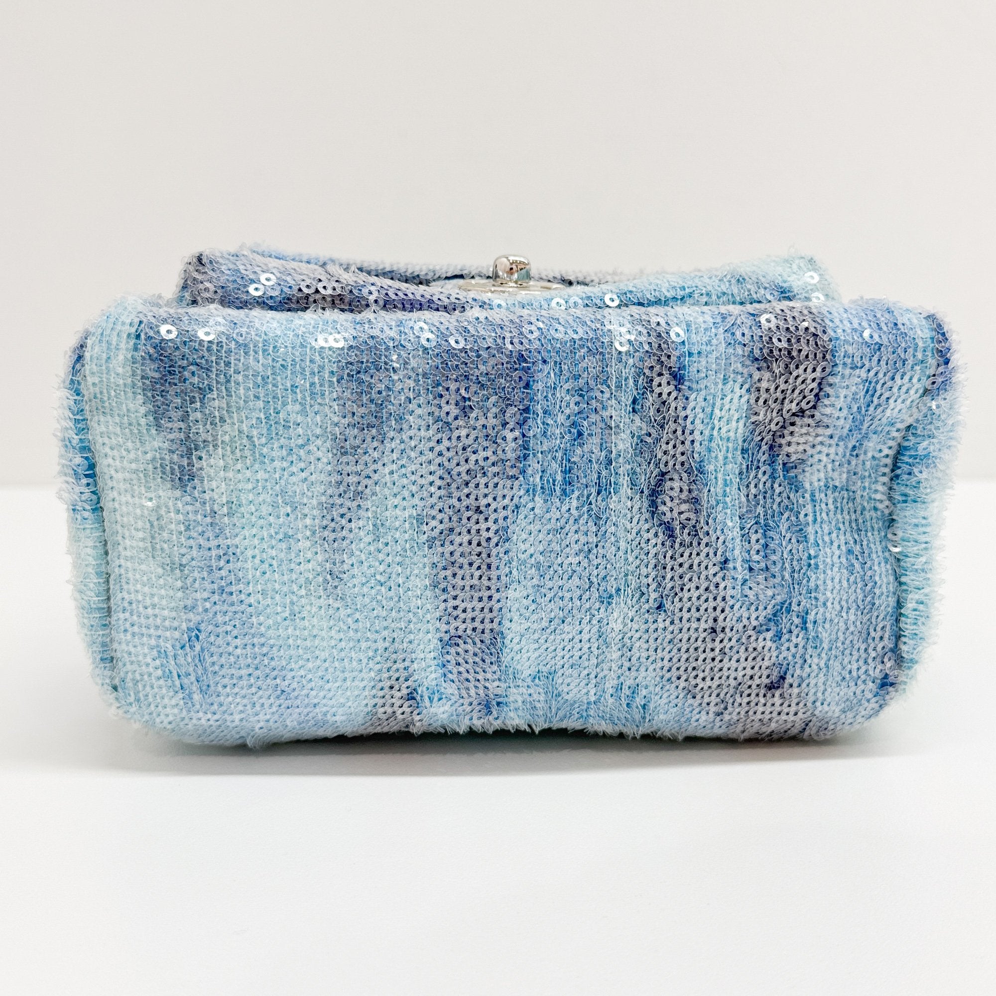 Waterfall Sequin Blue Leather Mini Backpack