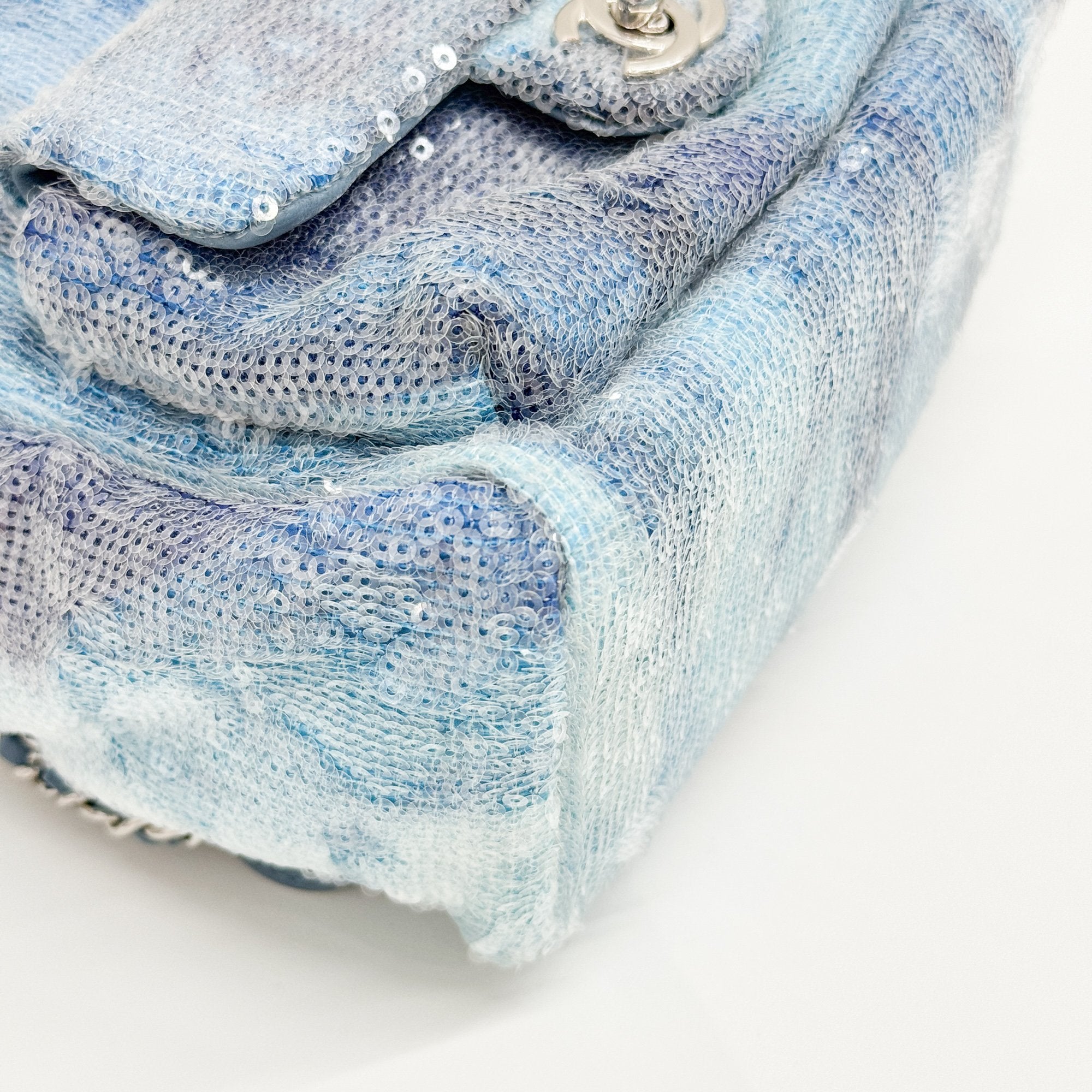 Waterfall Sequin Blue Leather Mini Backpack