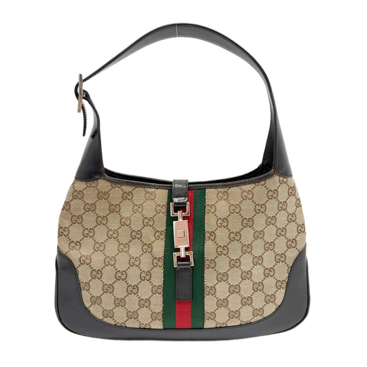 Jackie Ophidia Brown GG Canvas Shoulder Bag