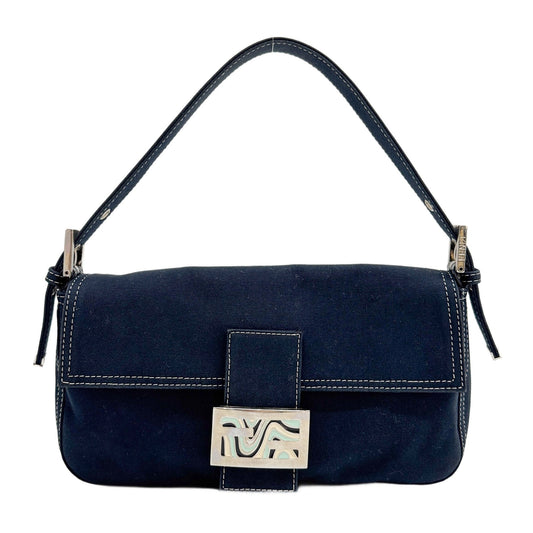 Baguette Blue Cotton Canvas Shoulder Bag