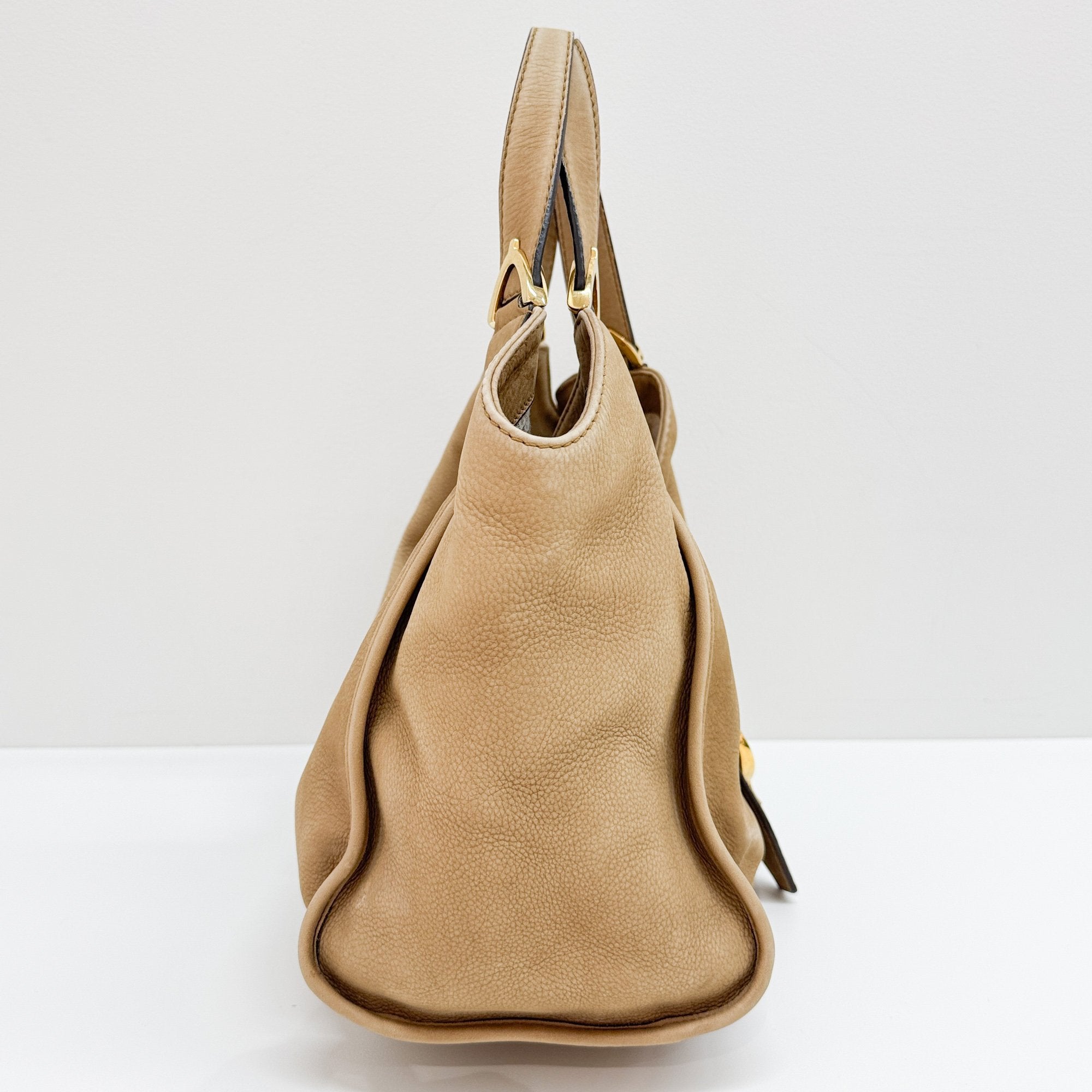 Stirrup Sand Beige New Buck Leather Hand Bag