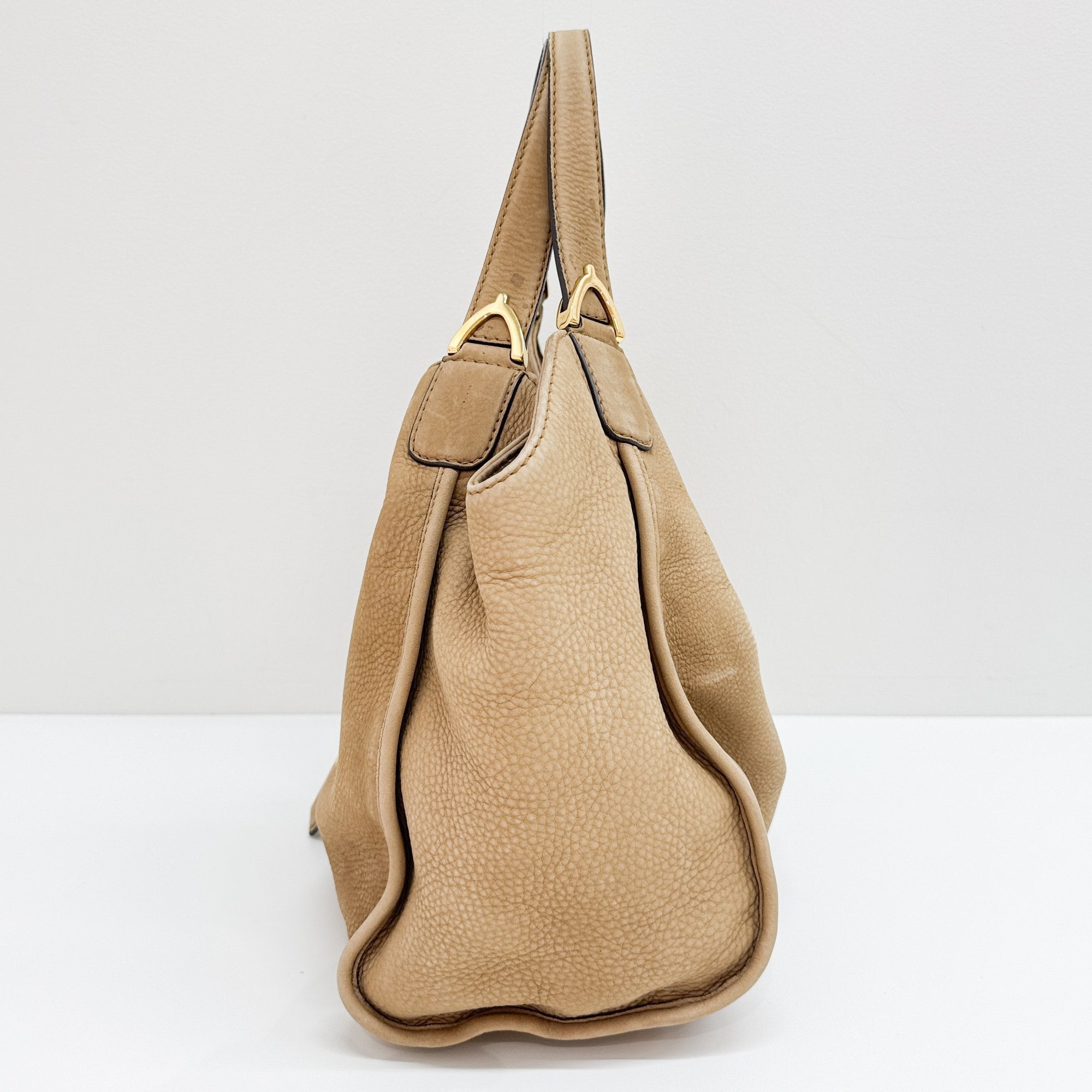 Stirrup Sand Beige New Buck Leather Hand Bag