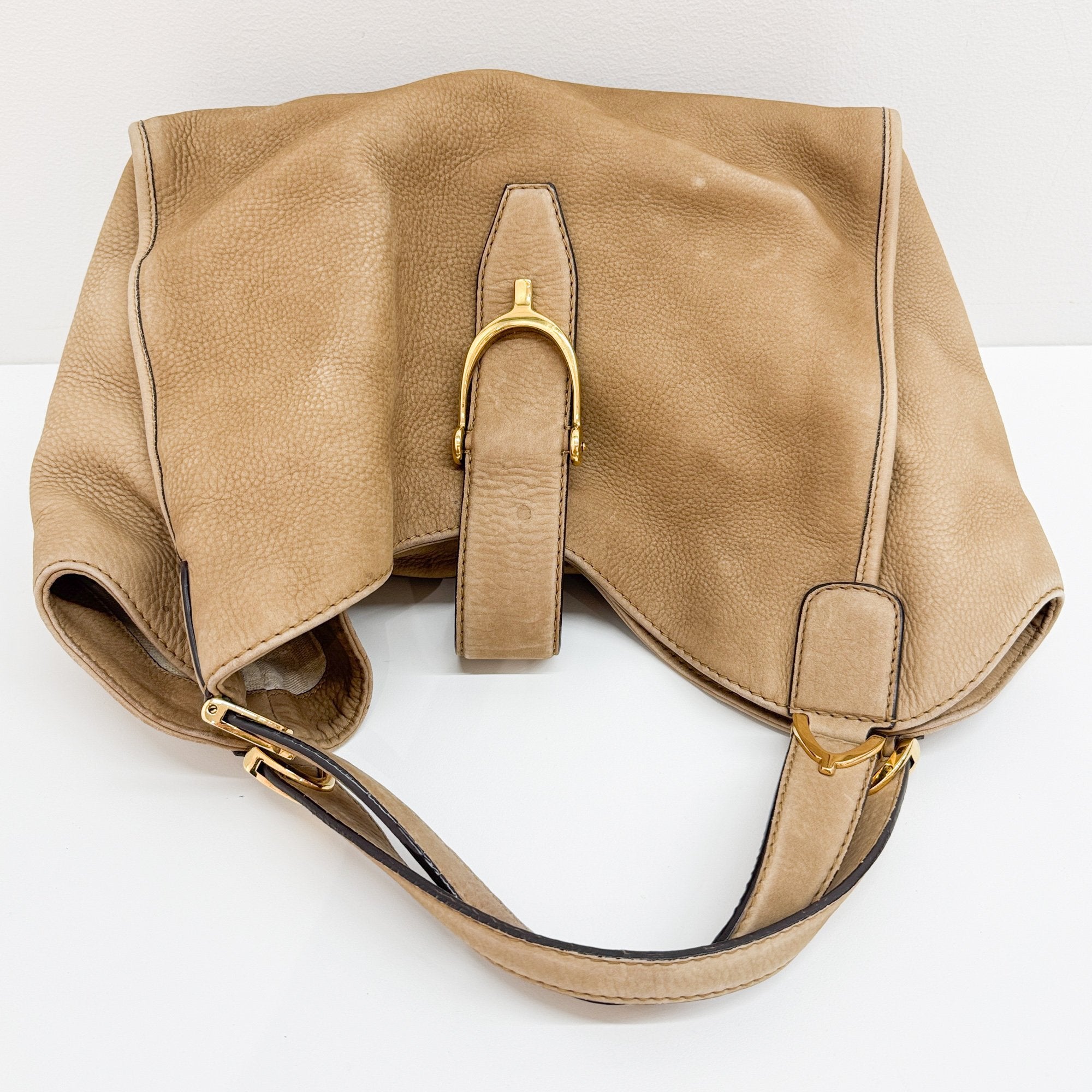Stirrup Sand Beige New Buck Leather Hand Bag